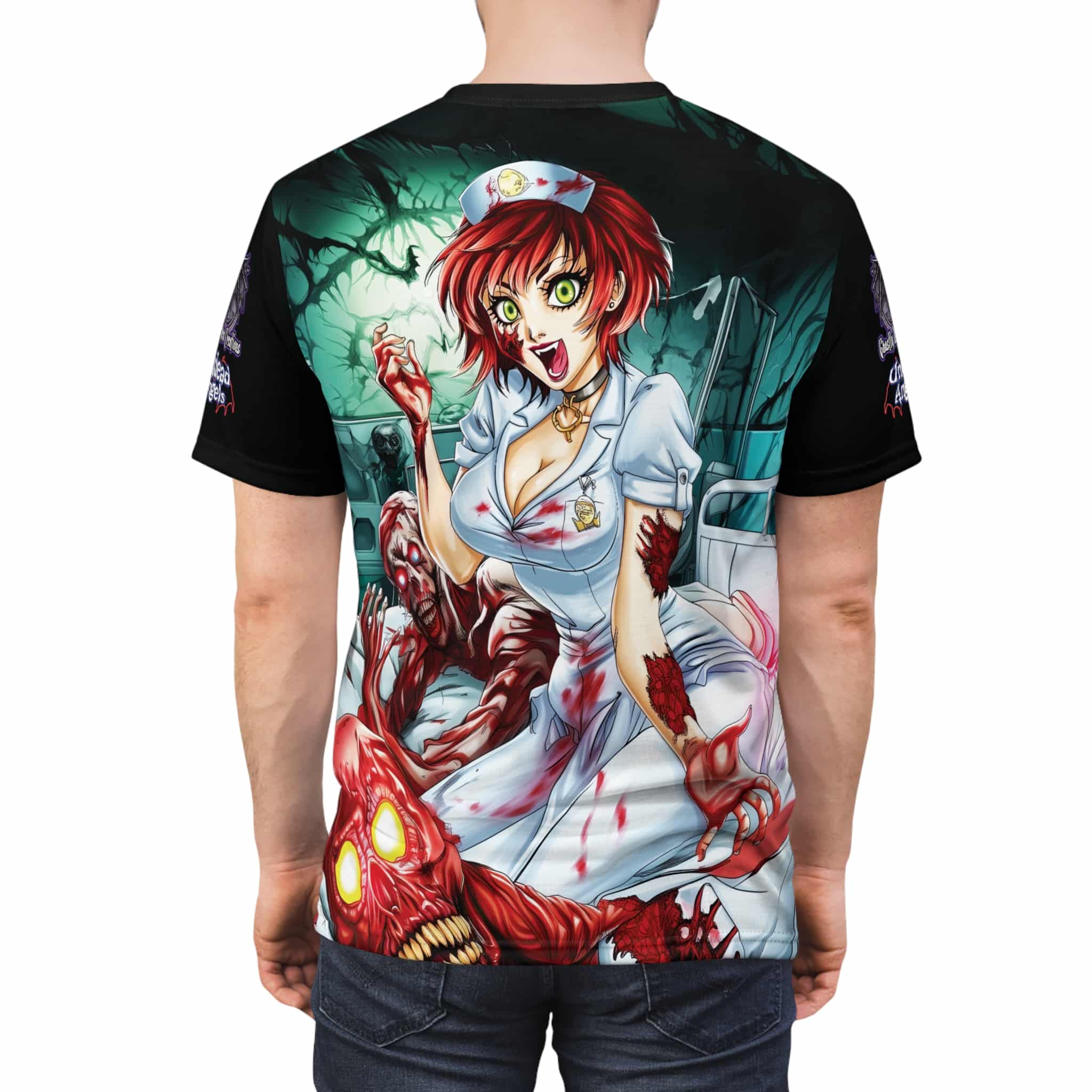Undead Angels Zombie Nurse Abigail Classic Reborn Style III Unisex Cut & Sew Tee (AOP) - Image 12