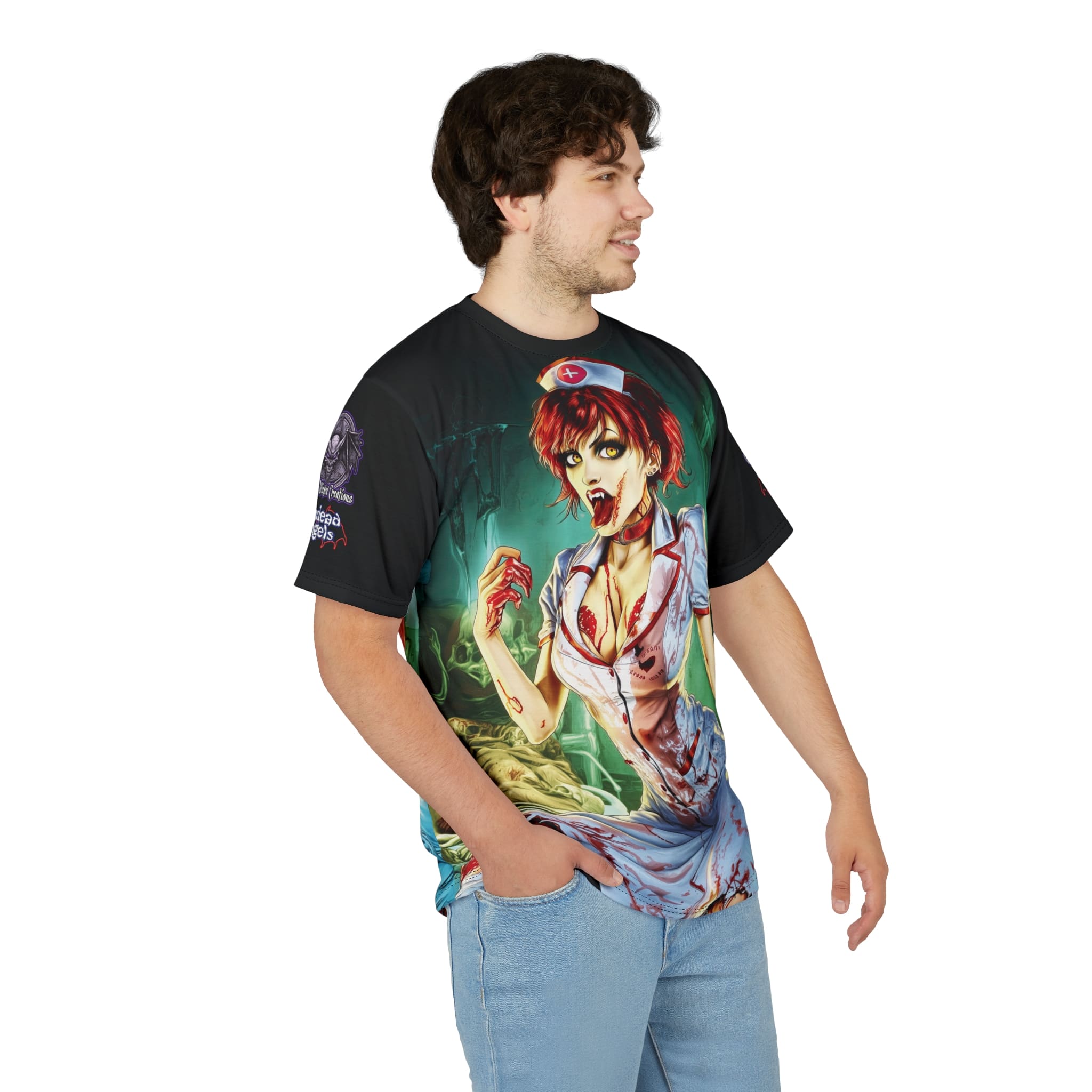 Undead Angels Zombie Nurse Abigail Reborn Style II-BZ Unisex Cut & Sew Tee (AOP) - Image 16