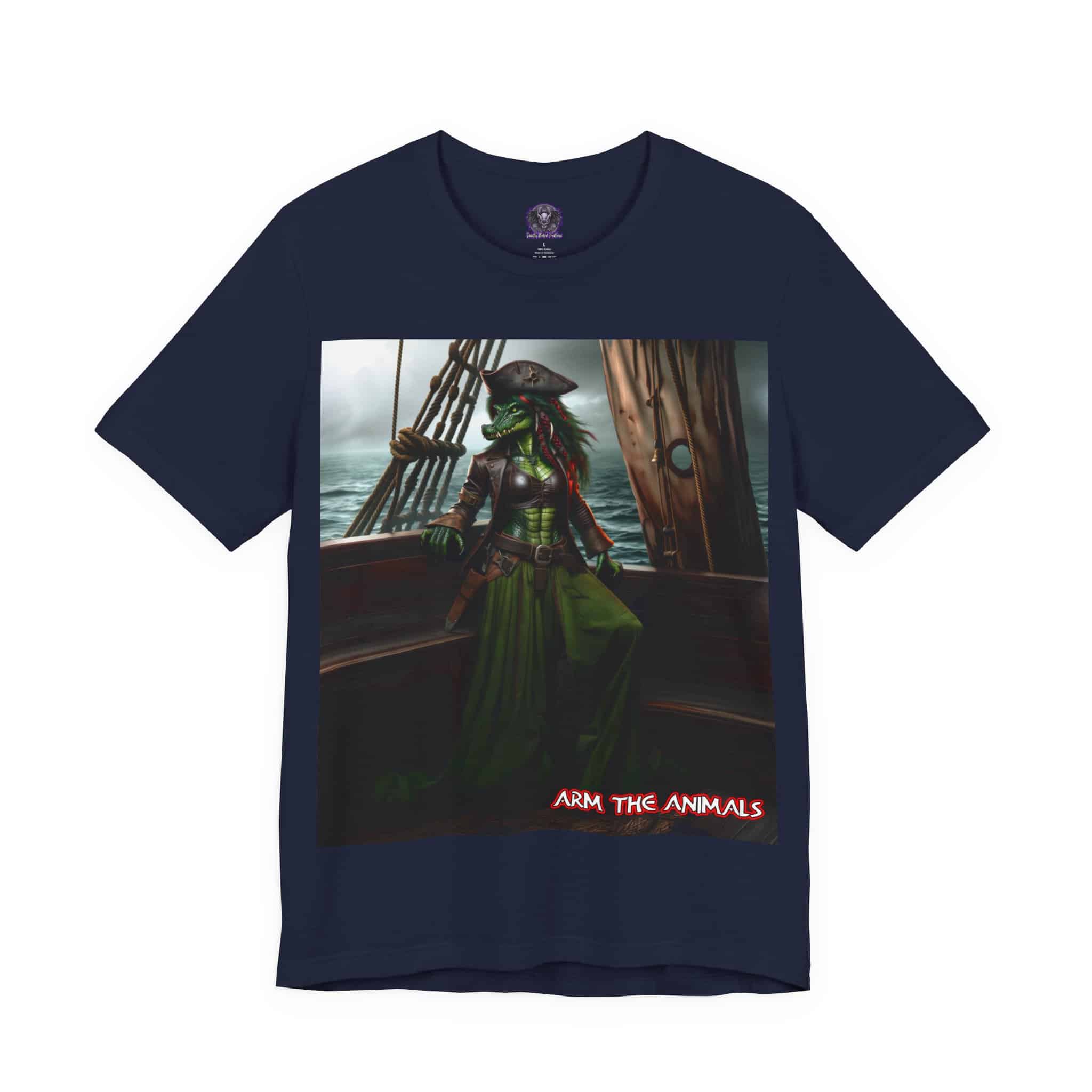 Arm The Animals: Pirate Gator Girl #AA-D-G001 Unisex Jersey Short Sleeve Tee - Image 13