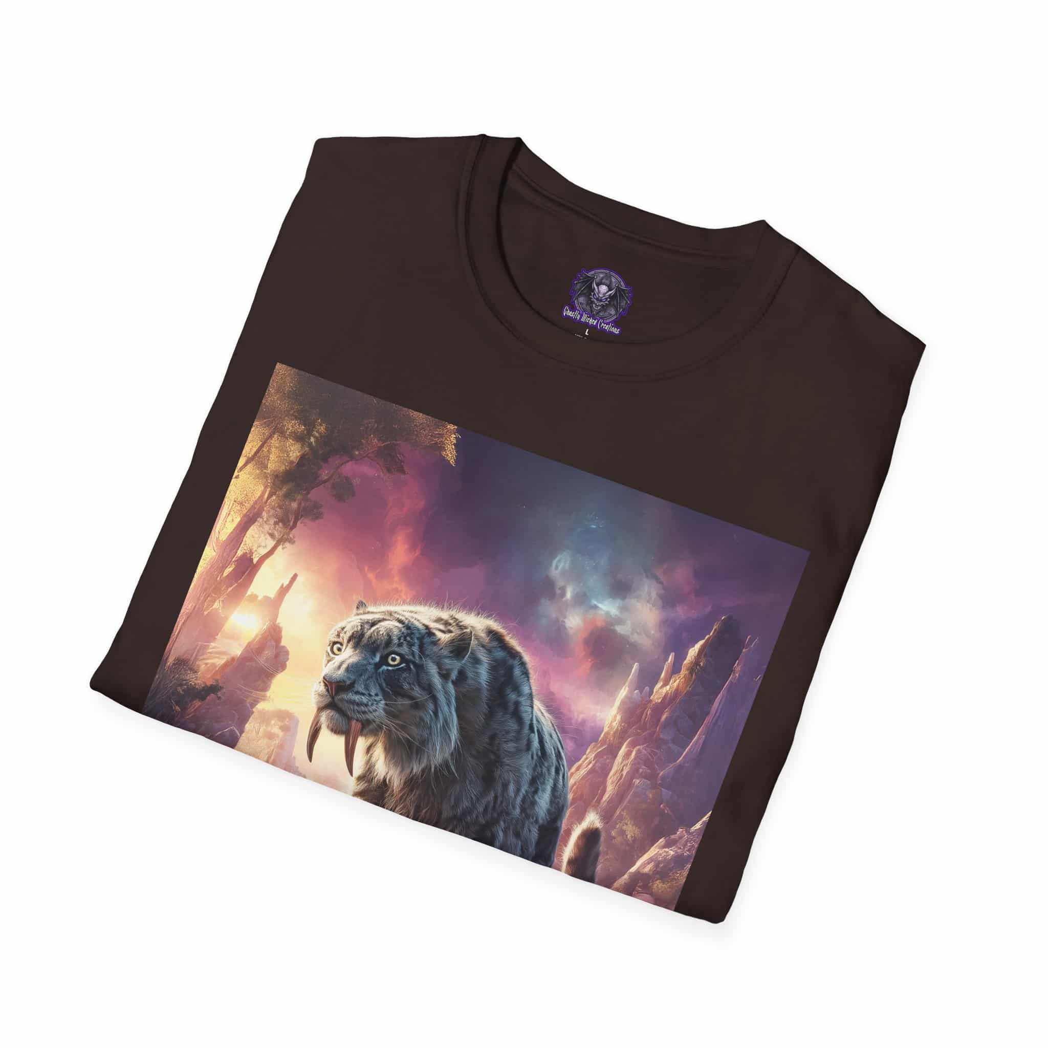 Prehistoric Smilodon aka Sabre-Tooth Tiger II Unisex T-Shirt, Graphic Tee, Unique Gift, Casual Wear - Image 20