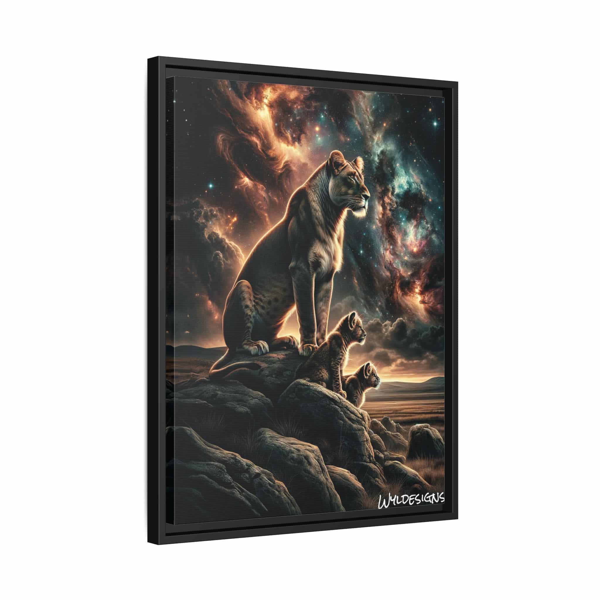 Lioness & Cubs WD-D010 By Wyldesigns Matte Canvas, Black Frame - Image 8