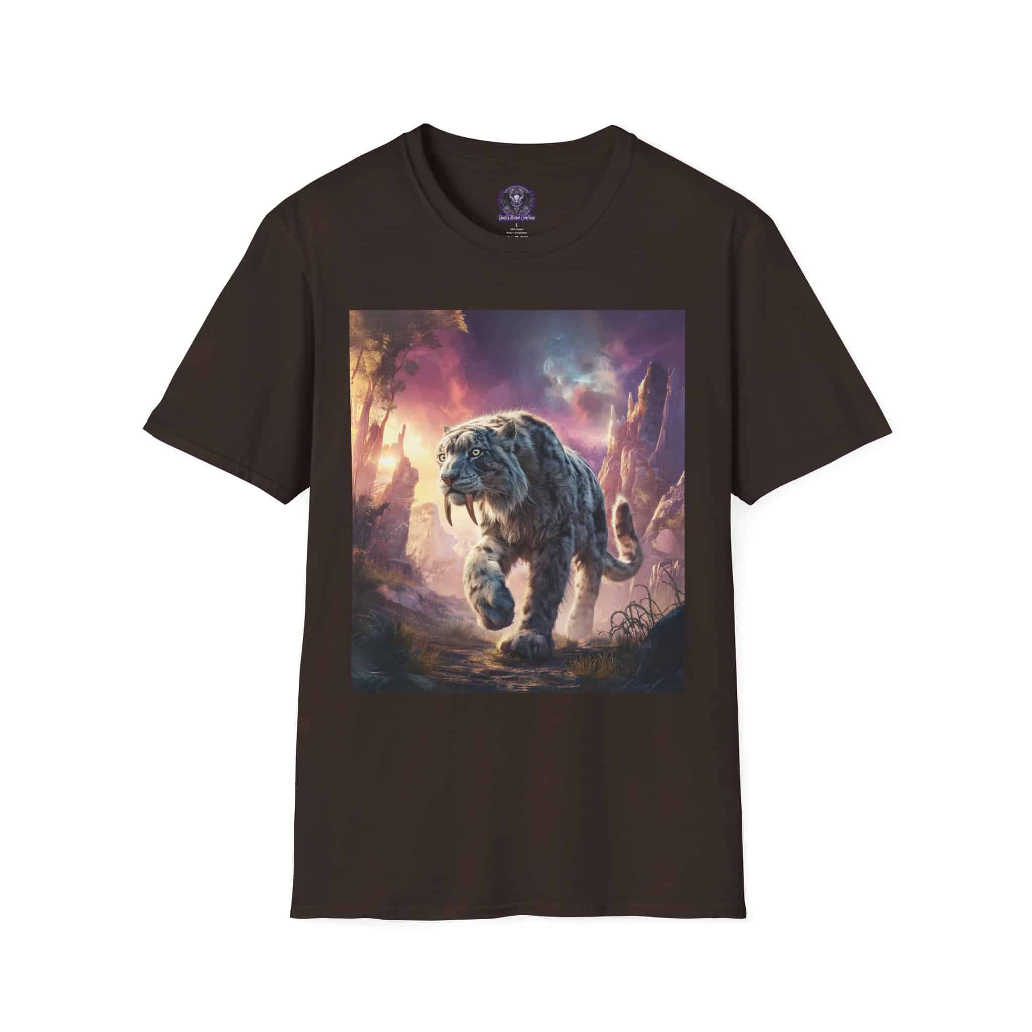 Prehistoric Smilodon aka Sabre-Tooth Tiger II Unisex T-Shirt, Graphic Tee, Unique Gift, Casual Wear - Image 17