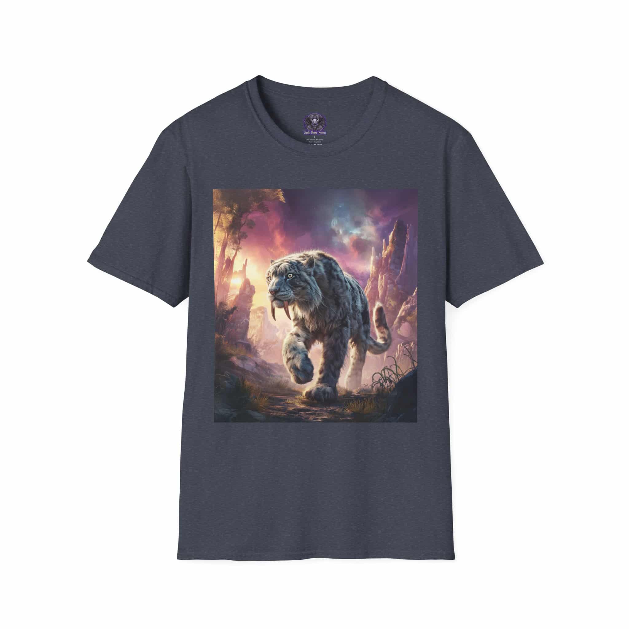 Prehistoric Smilodon aka Sabre-Tooth Tiger II Unisex T-Shirt, Graphic Tee, Unique Gift, Casual Wear - Image 33