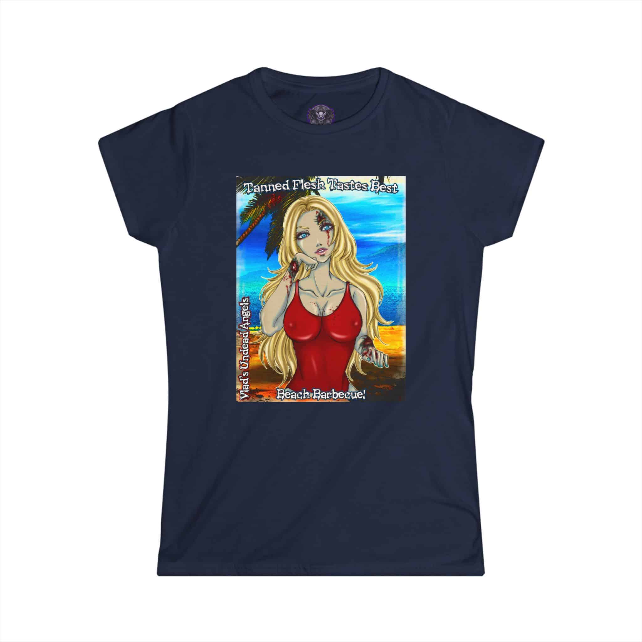 Shay Undead Angel Zombie Lifeguard - Classic Art w/Text C1 Re-Issue Women's Softstyle Tee - Image 10