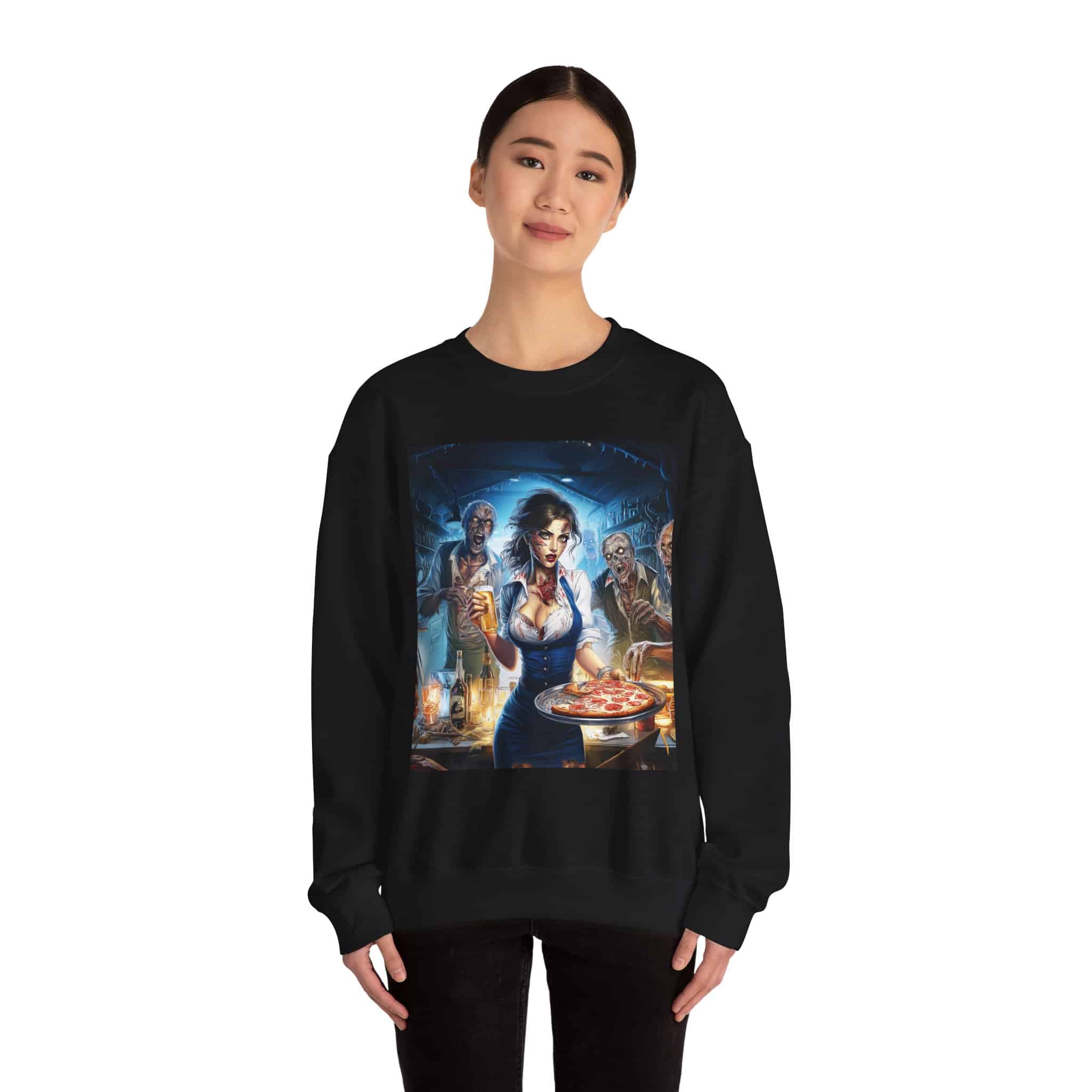 Zombies In Everyday Life Waitress 2025-04 Unisex Heavy Blend™ Crewneck Sweatshirt - Image 8