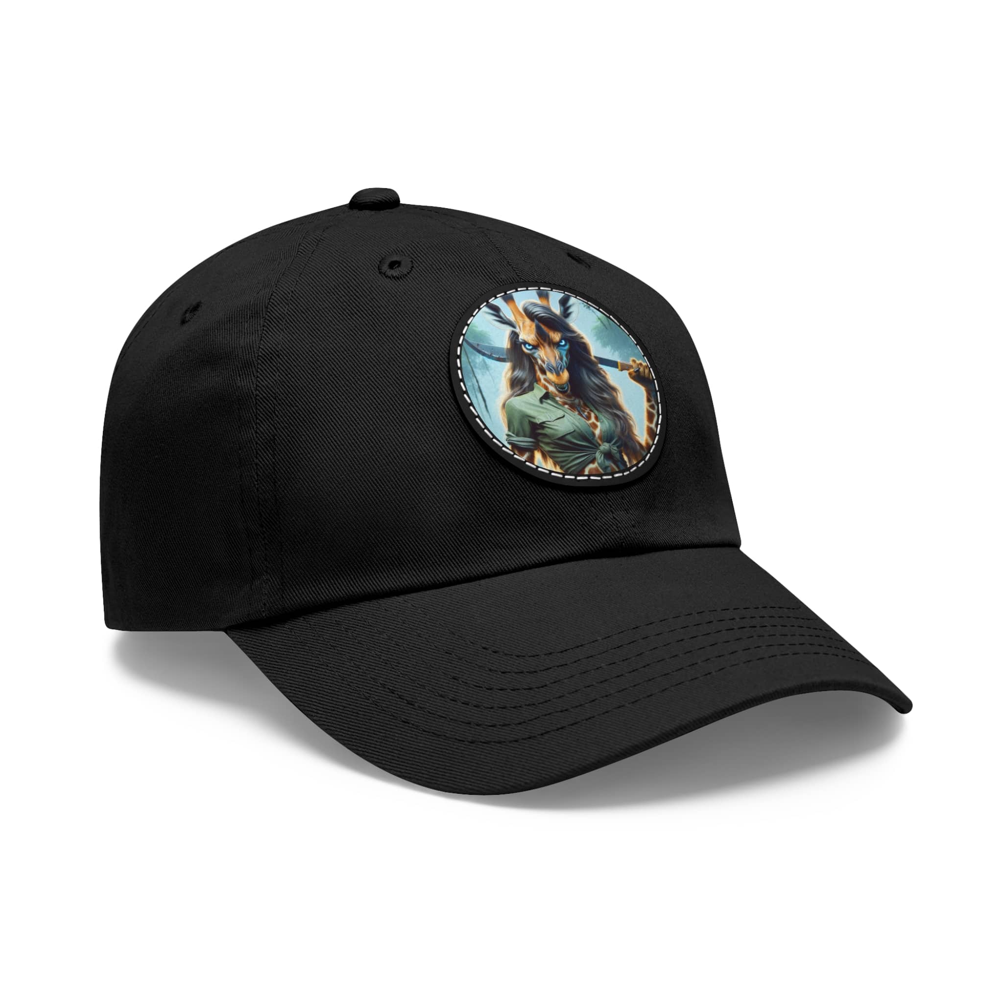 Arm The Animals: Hunter Giraffe Girl #AA-D-Gi001 Artistic Round Leather Patch Dad Hat - Stylish Casual Cap - Image 47