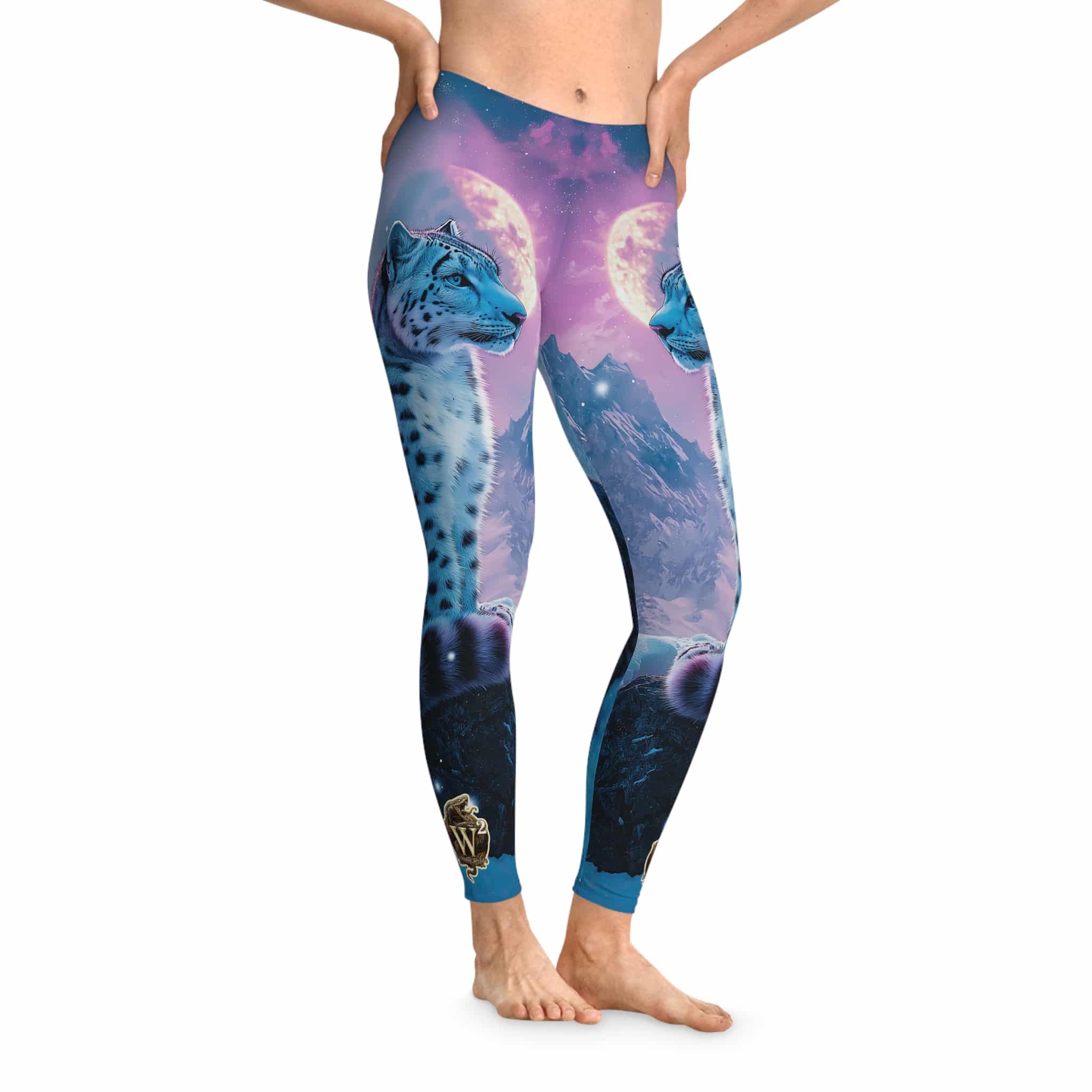 Snow Leopard II By Wyldesigns Stretchy Leggings, Comfortable Fitness Wear - Image 4