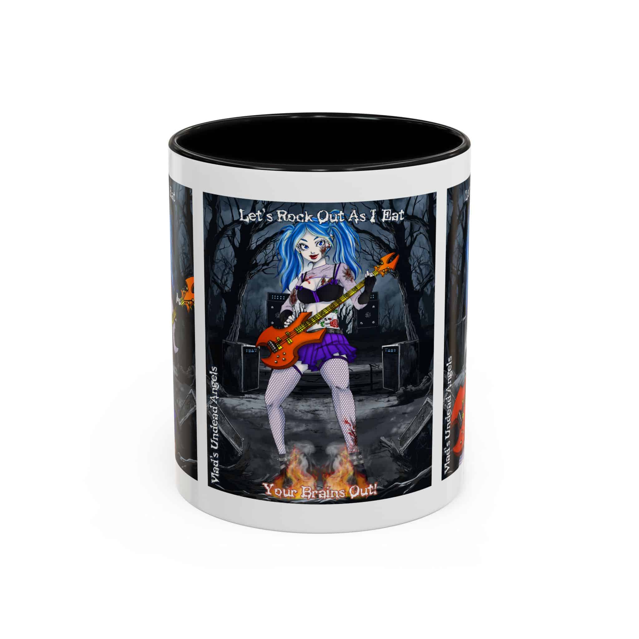 Ashley Undead Angel Zombie Bass Guitarist – Classic Art V2 w/Text Accent Coffee Mug (11, 15oz) - Image 9