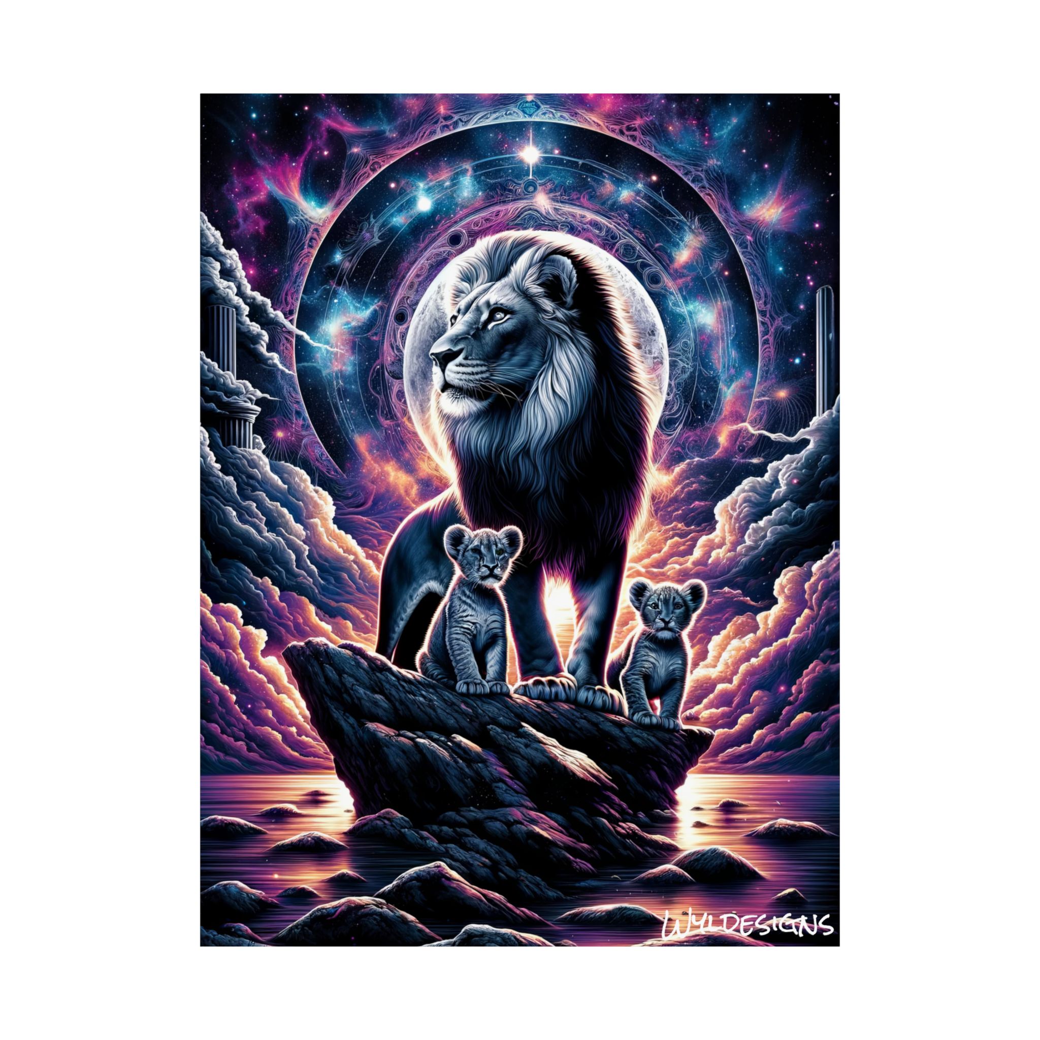 Cosmic Lion Family WD-D006 By Wyldesigns Matte Vertical Posters - Image 2