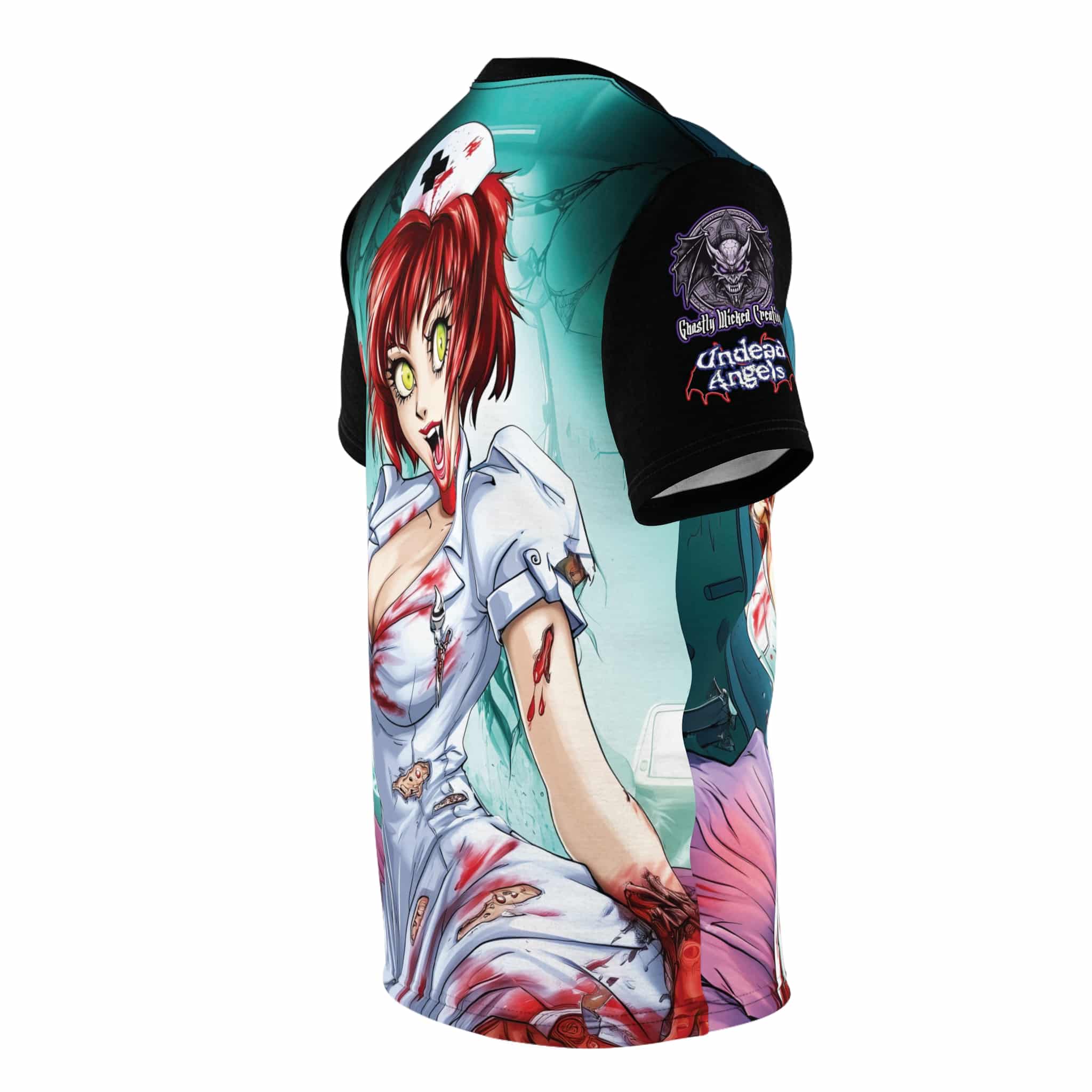 Undead Angels Zombie Nurse Abigail Classic Reborn Style II-DS Unisex Cut & Sew Tee (AOP) - Image 15