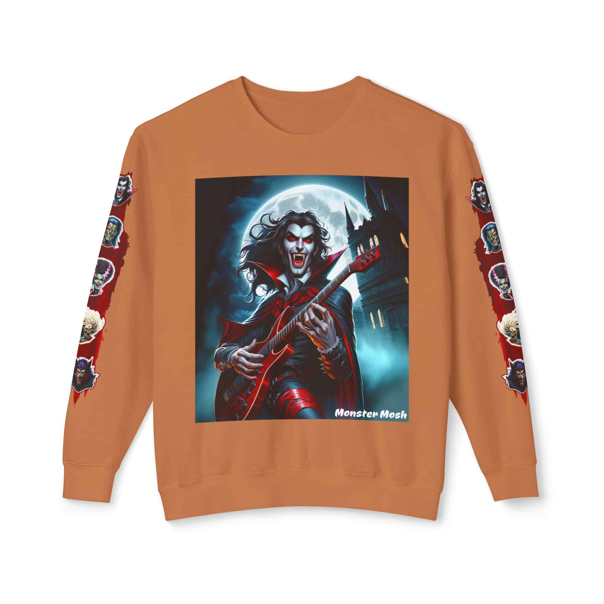 Monster Mosh 2024 Tour Drac on Guitar MM-D001 Deluxe Unisex Lightweight Crewneck Sweatshirt - Image 25