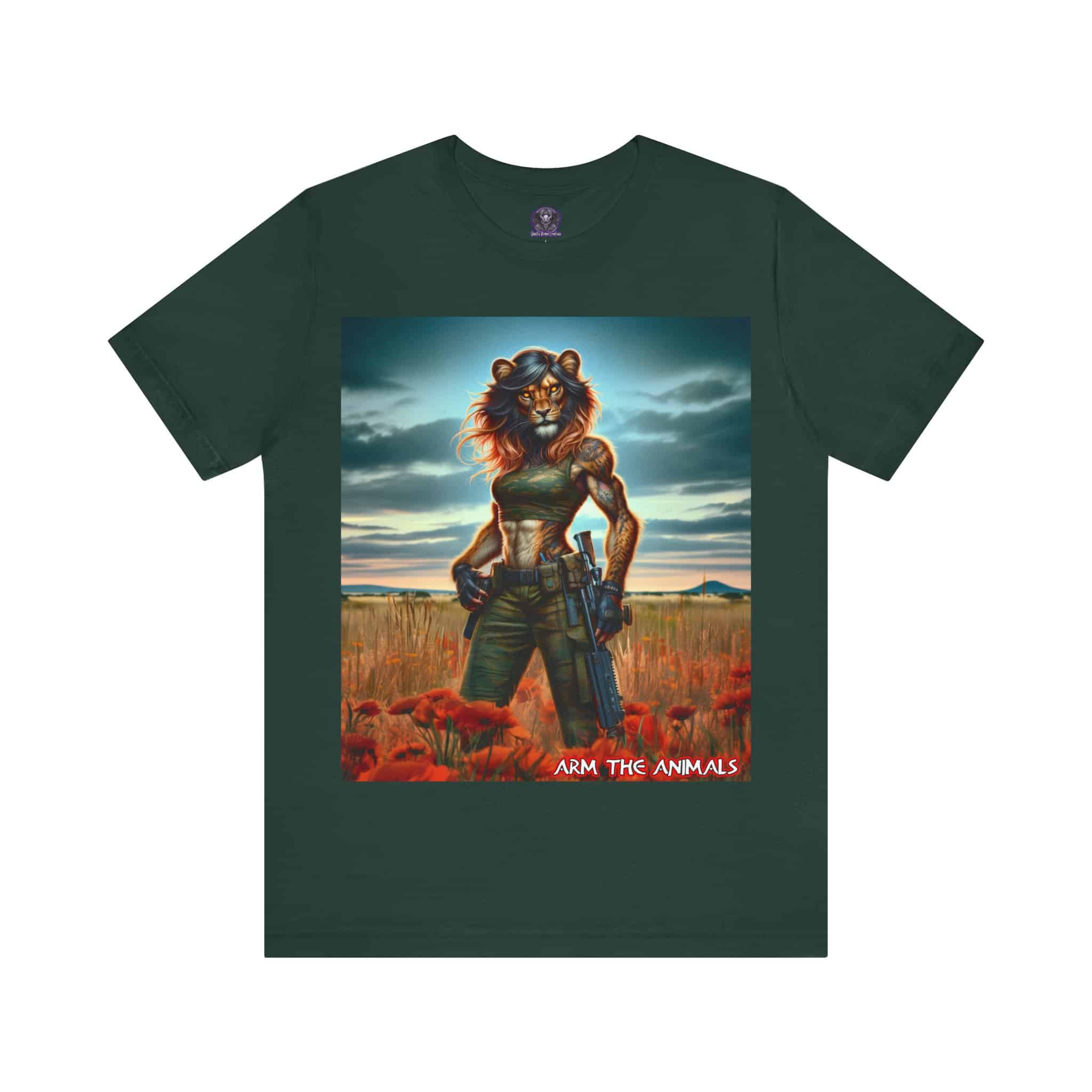 Arm The Animals: Hunter Lioness #AA-D-Lis001 Unisex Jersey Short Sleeve Tee - Image 49