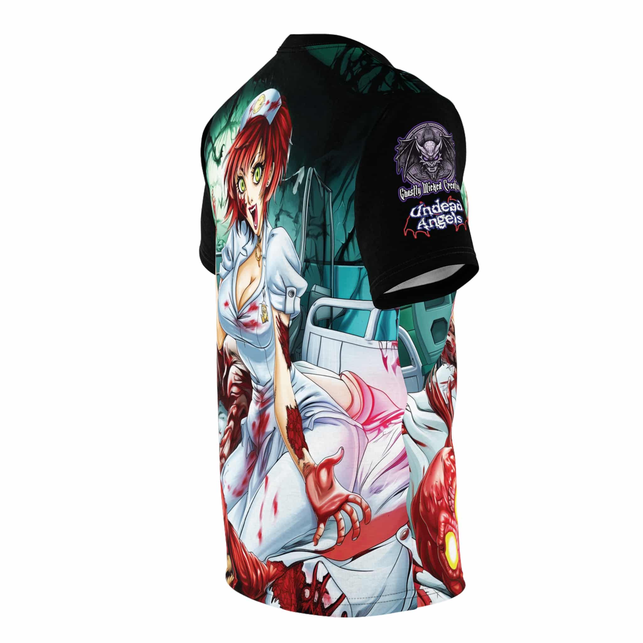 Undead Angels Zombie Nurse Abigail Classic Reborn Style III Unisex Cut & Sew Tee (AOP) - Image 15
