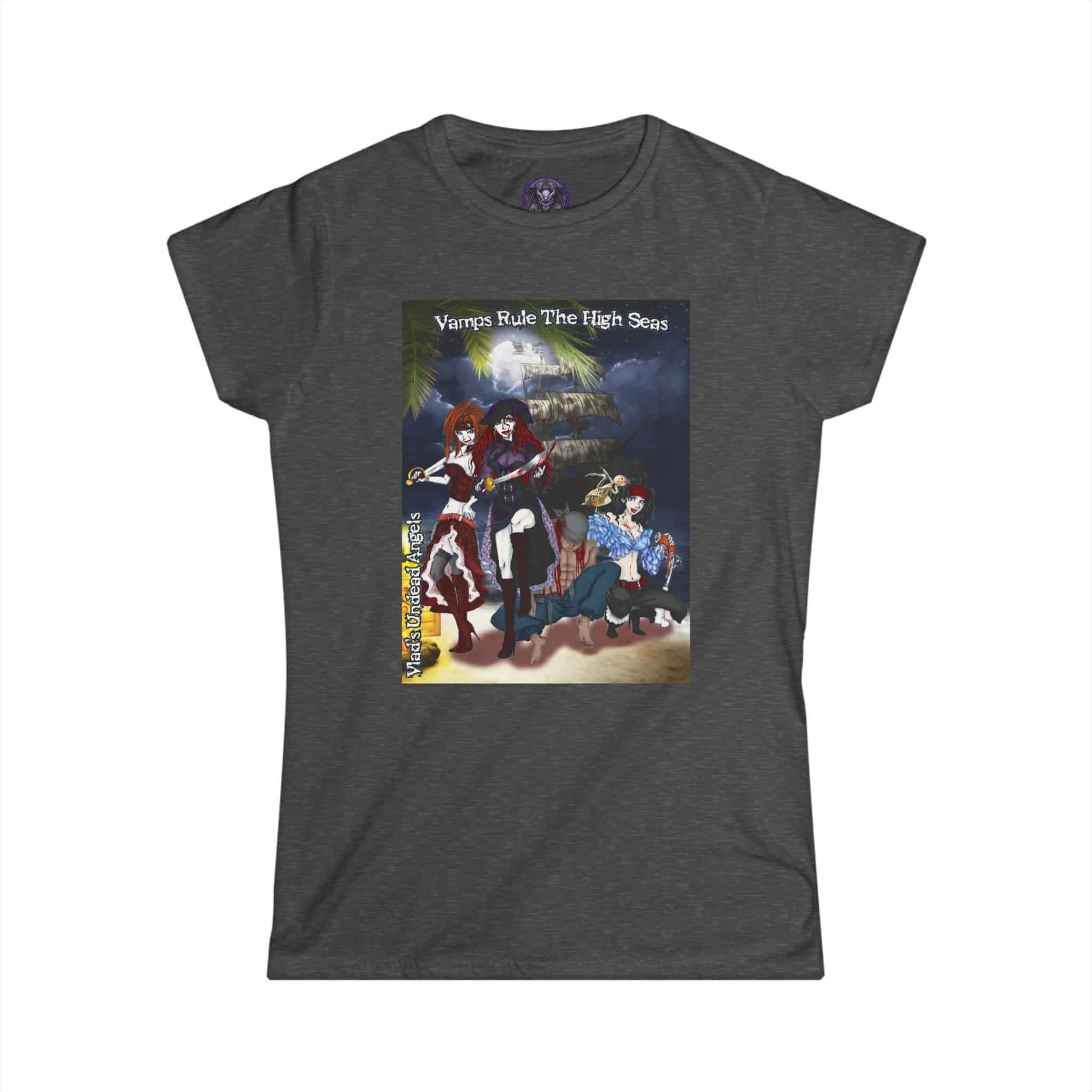 Undead Angel Vampire Pirate Trio - Classic Art w/Text Re-Issue Women's Softstyle Tee - Image 19
