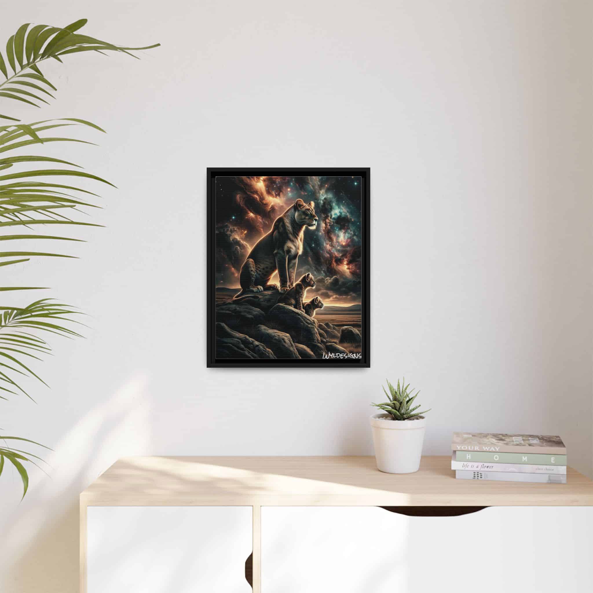 Lioness & Cubs WD-D010 By Wyldesigns Matte Canvas, Black Frame - Image 6