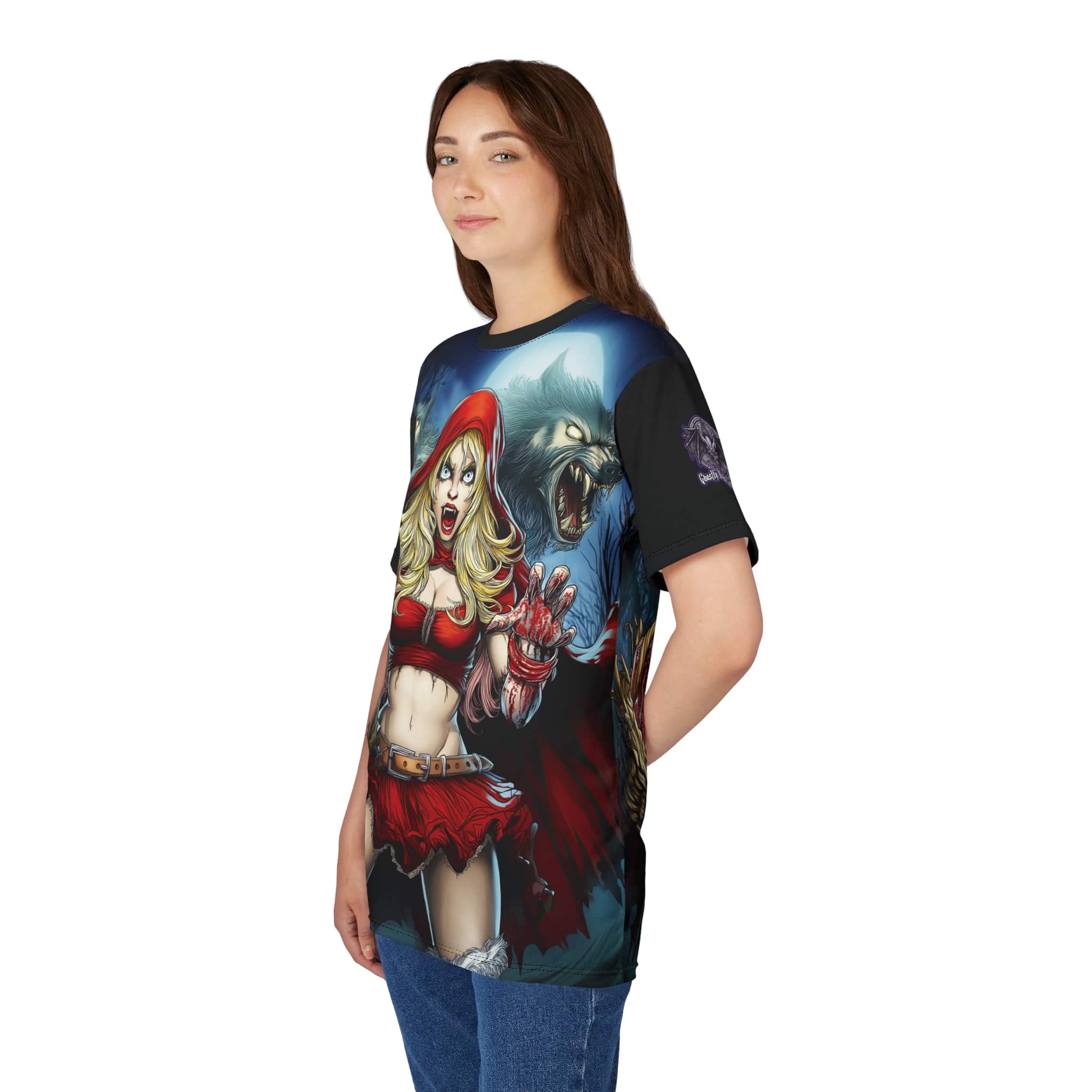 Vampire Red Riding Hood By Ghastly Wicked Tales 2025-02 Tee Unisex (AOP) - Image 18