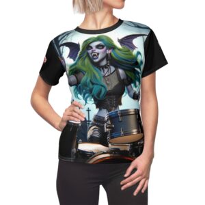 Monster Mosh Undead Angels Juliette as a Bat Drummer #MM-D-UA-J01 Women's Cut & Sew Tee (AOP)