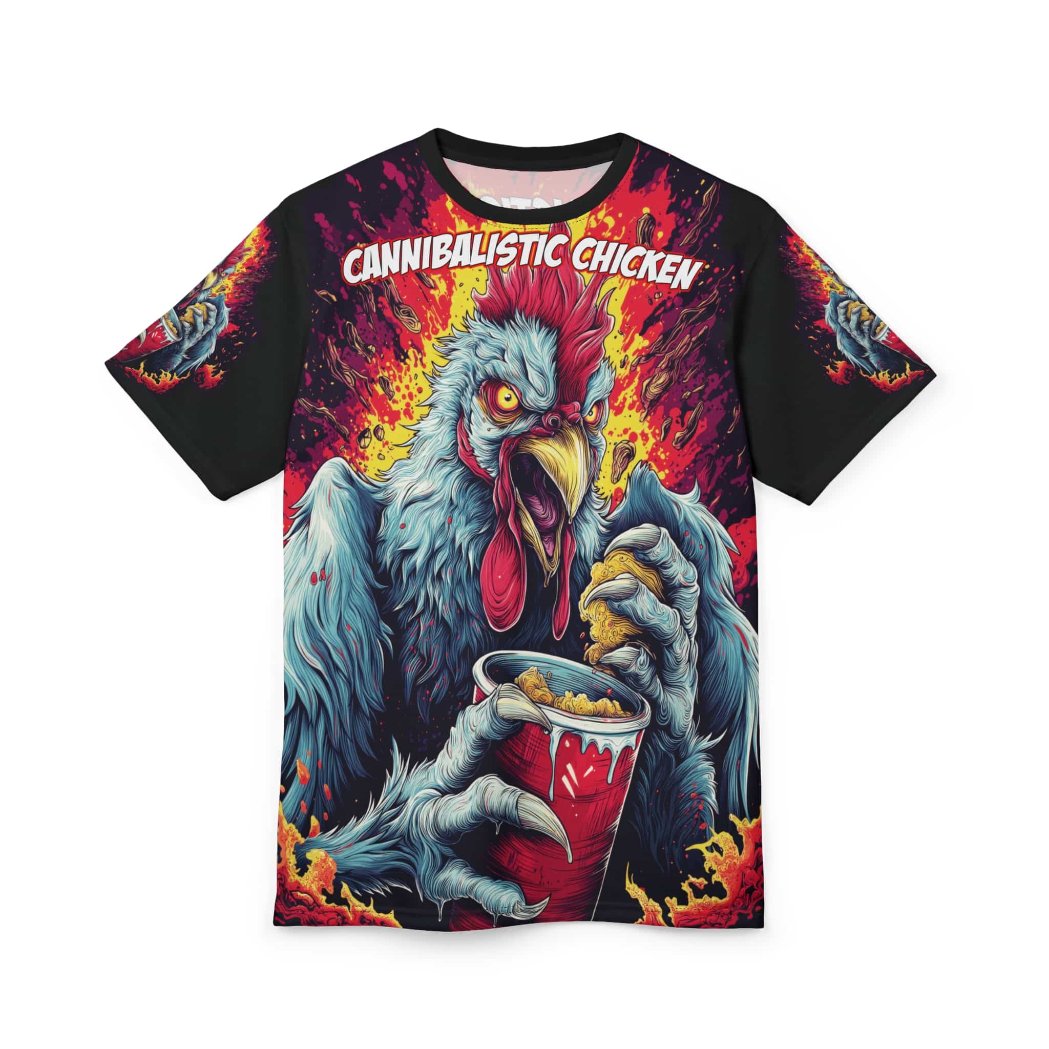Cannibalistic Chicken Band Unisex Tee (AOP) - Image 6