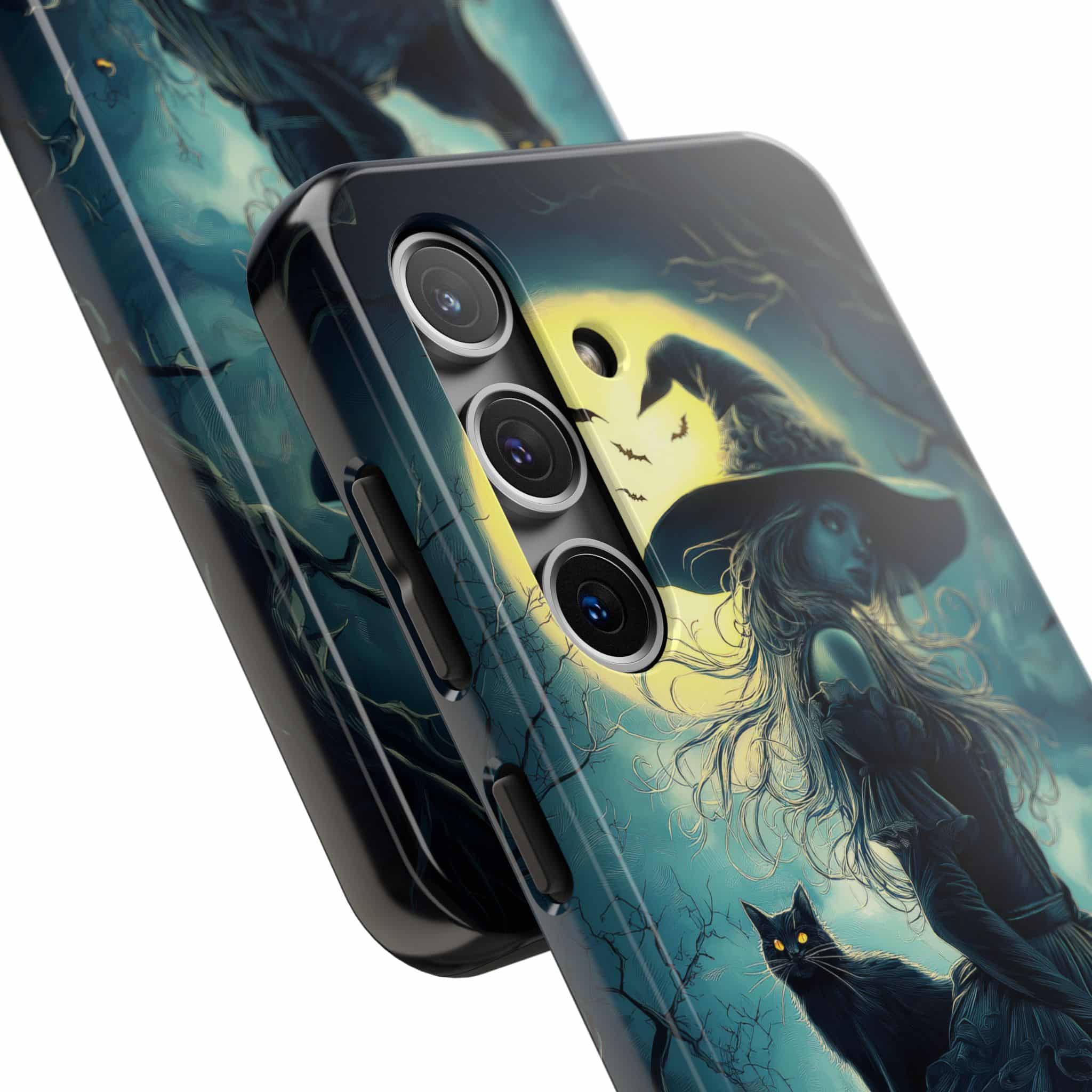 Witch With Black Cat By Moonlight #MJ-W001 Samsung S21, S22, S23, & S24 Tough Phone Cases - Image 2