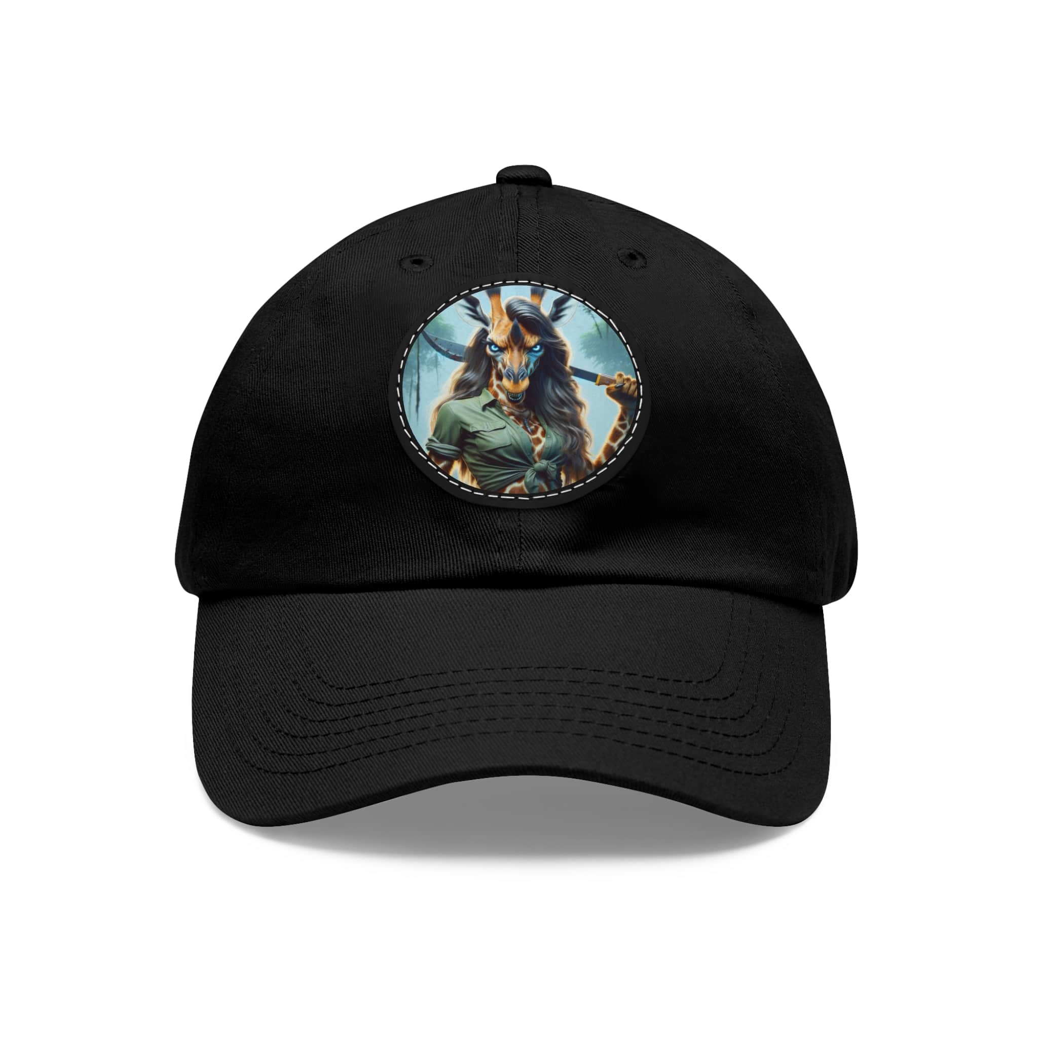 Arm The Animals: Hunter Giraffe Girl #AA-D-Gi001 Artistic Round Leather Patch Dad Hat - Stylish Casual Cap - Image 46