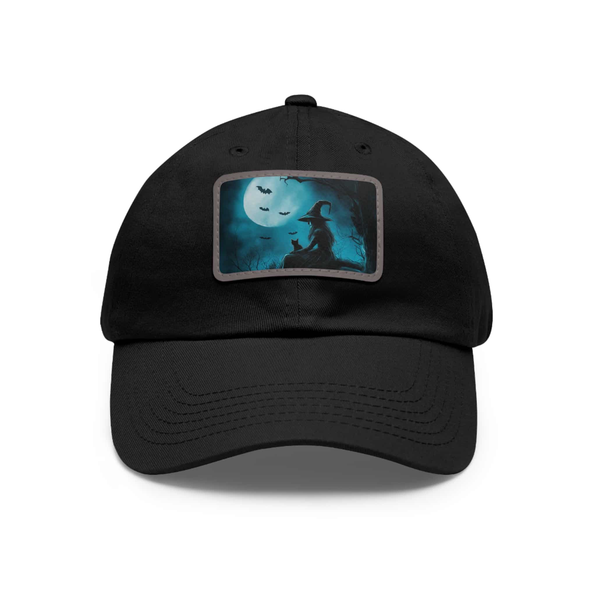 Witch With Black Cat By Moonlight #MJ-W003 Logo Leather Patch Dad Hat - Casual Style for Music Lovers - Image 16