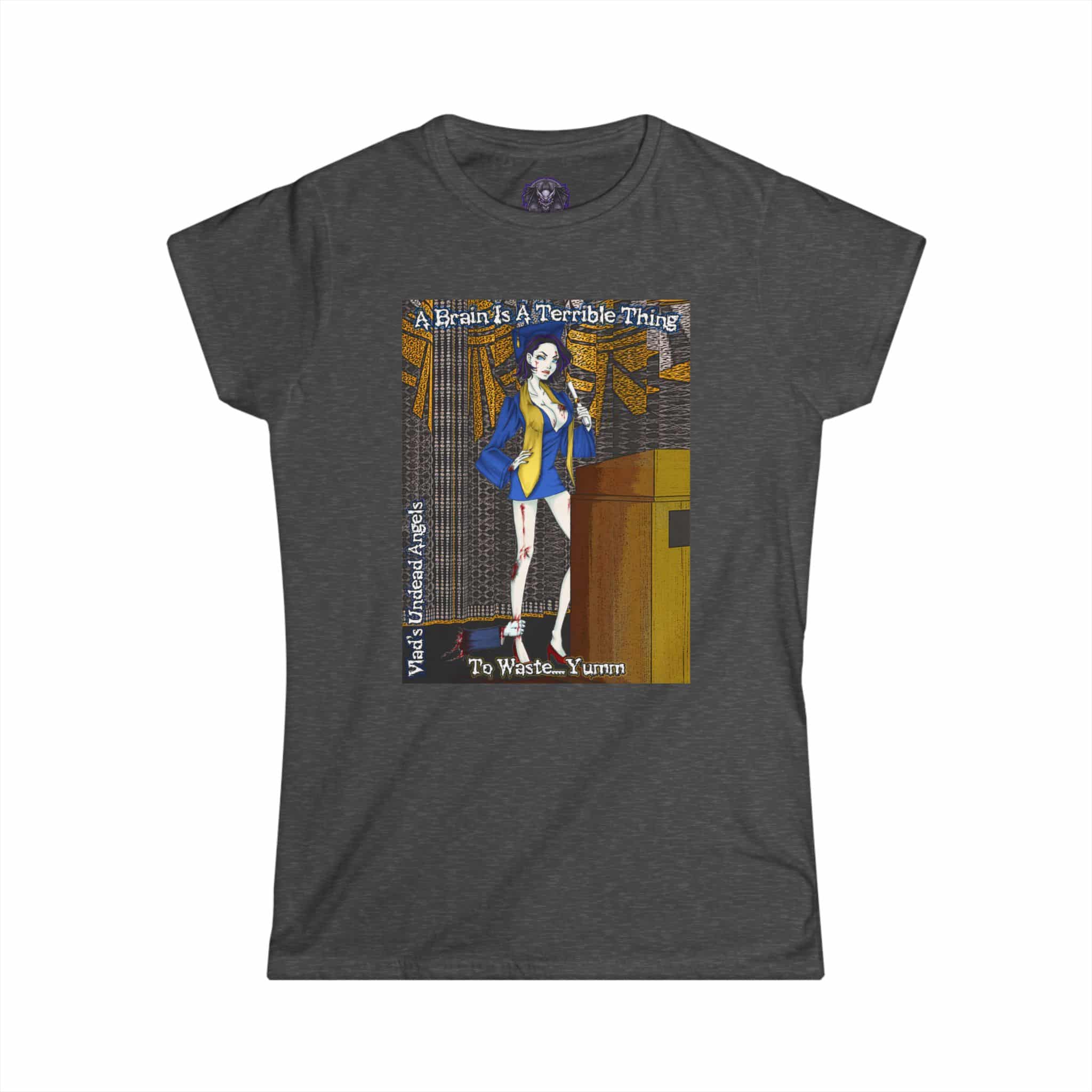 Tiffany Undead Angel Zombie Graduate - Classic Art w/Text F1 Re-Issue Women's Softstyle Tee - Image 28