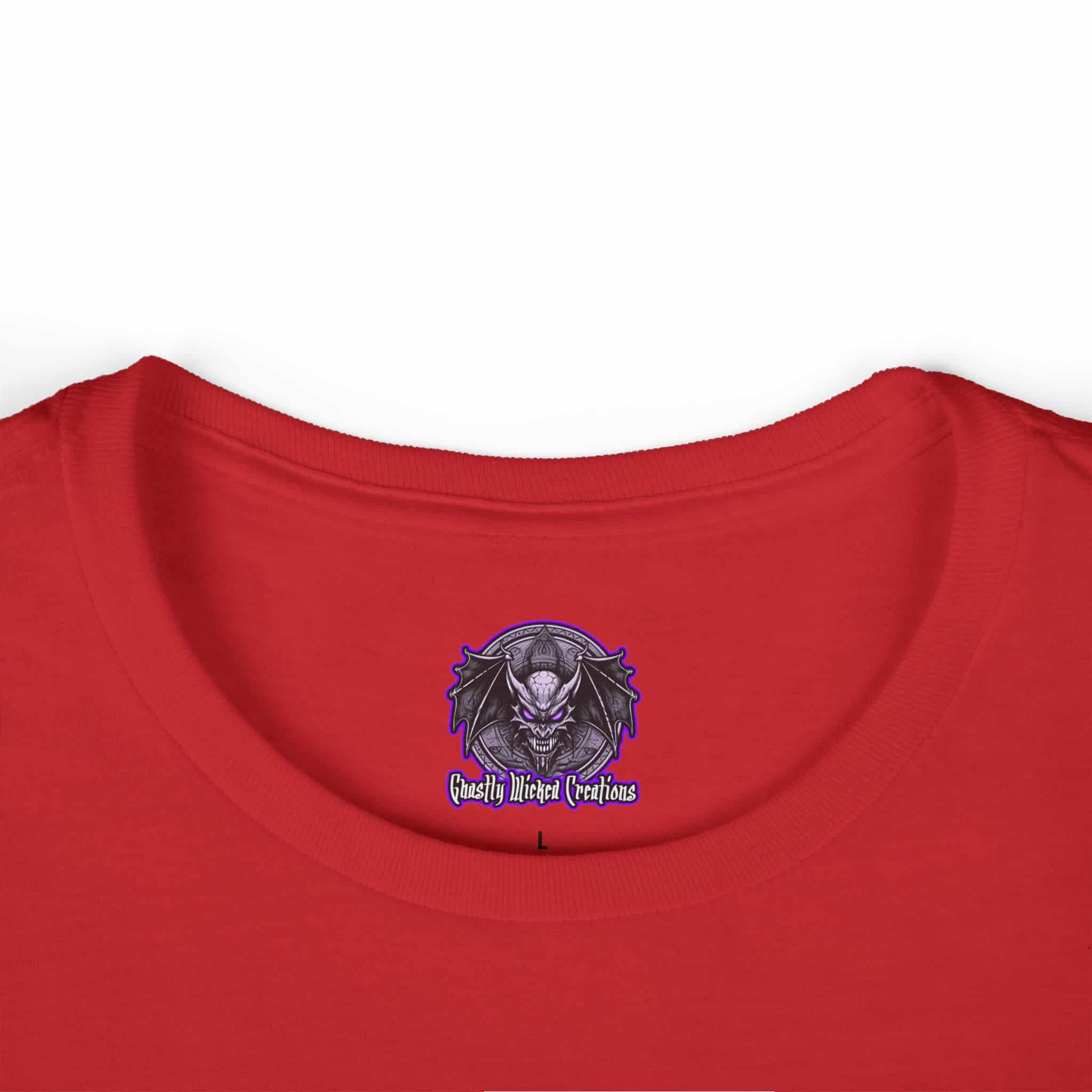 Crimson Undead Angel Guitarist - Classic Art w/Text Re-Issue Women's Softstyle Tee - Image 15