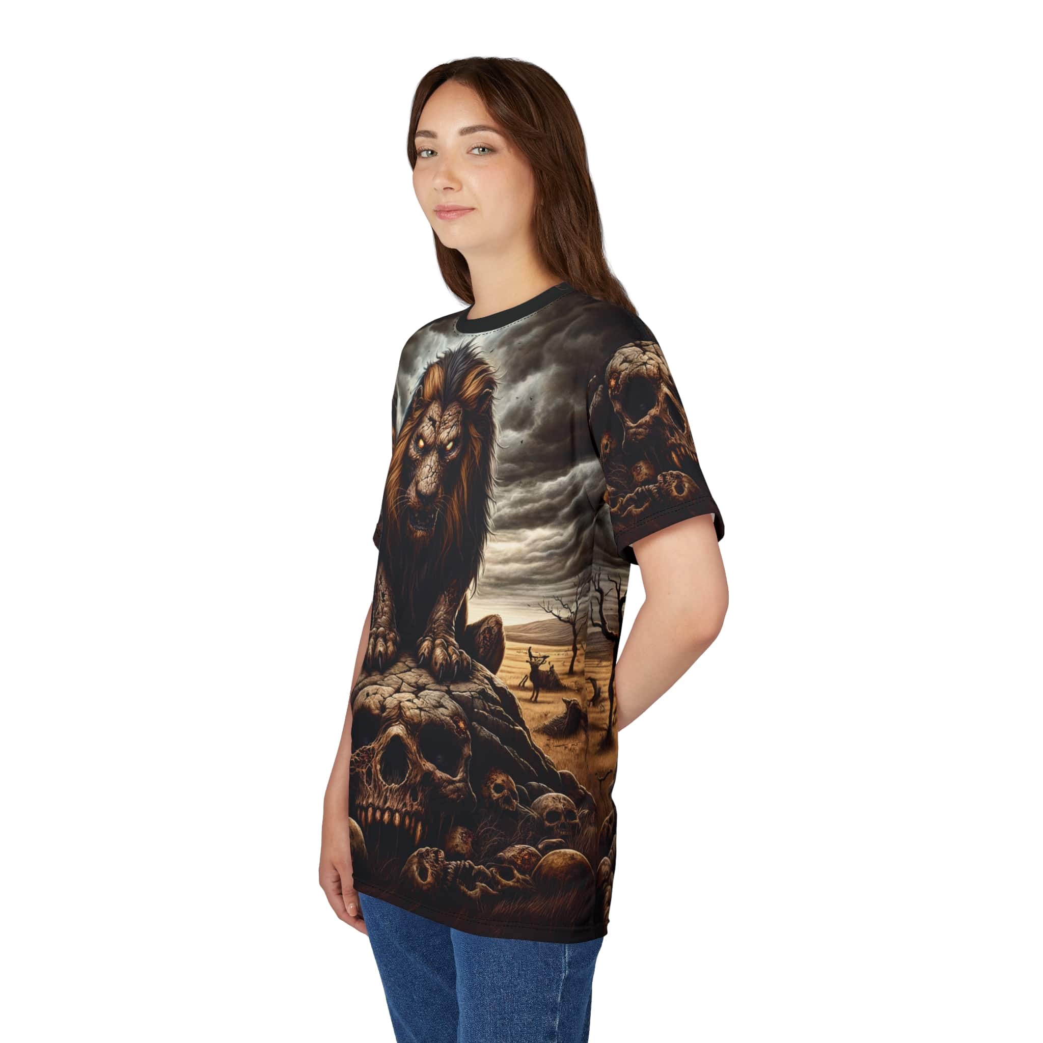 Undead Lion WD-D015 By Wyldesigns Unisex Cut & Sew Tee (AOP) - Image 16