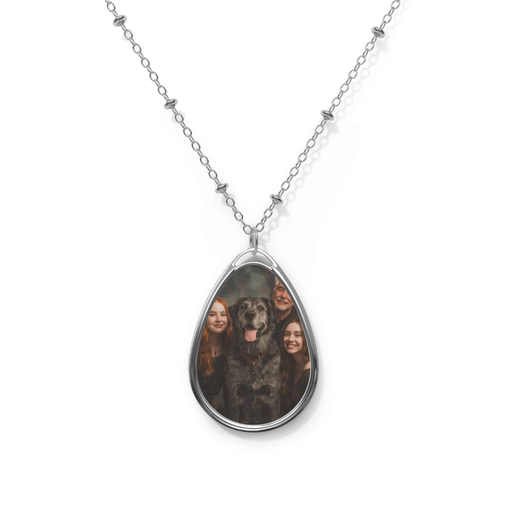 Personalized Photo Oval Necklace with Loved Ones