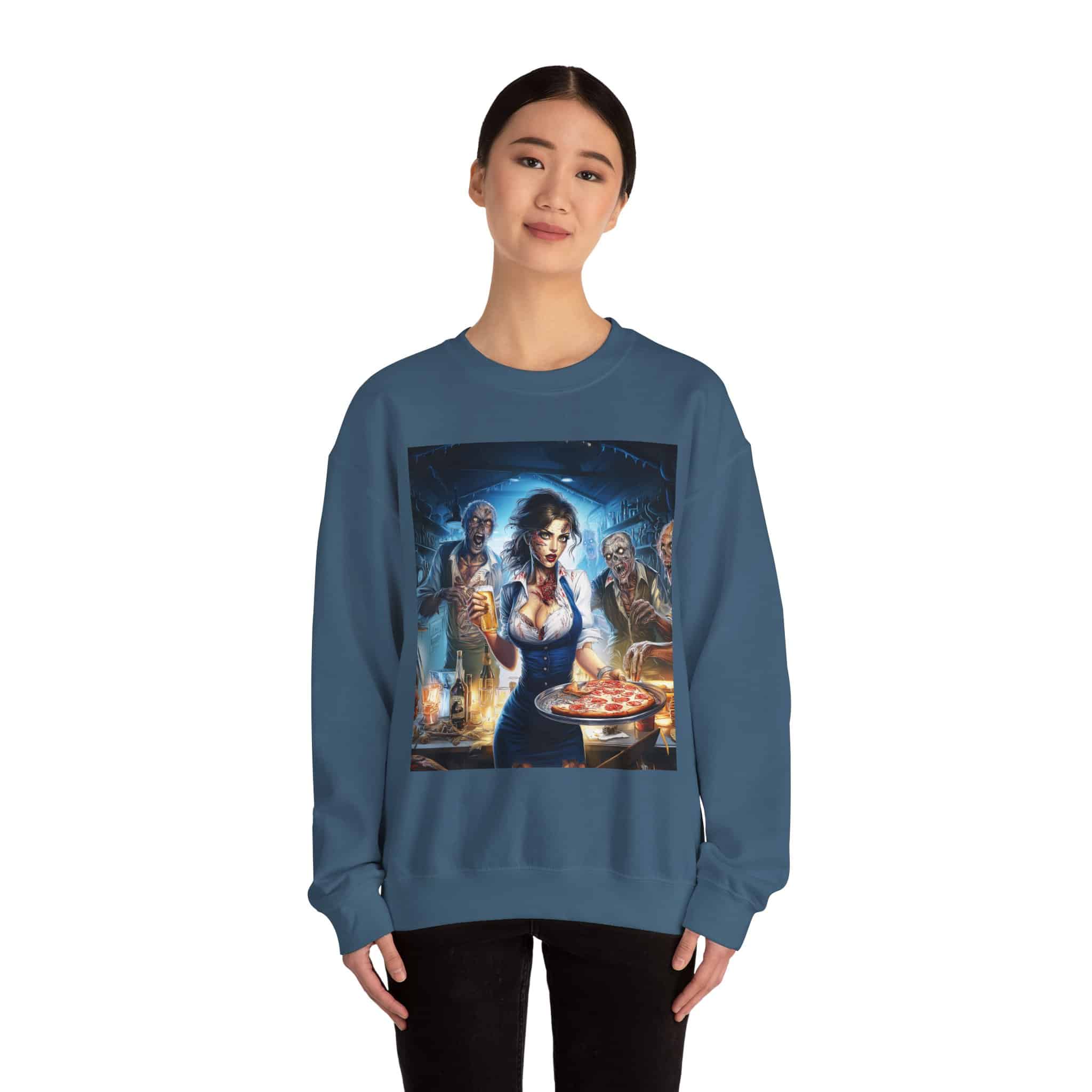 Zombies In Everyday Life Waitress 2025-04 Unisex Heavy Blend™ Crewneck Sweatshirt - Image 36