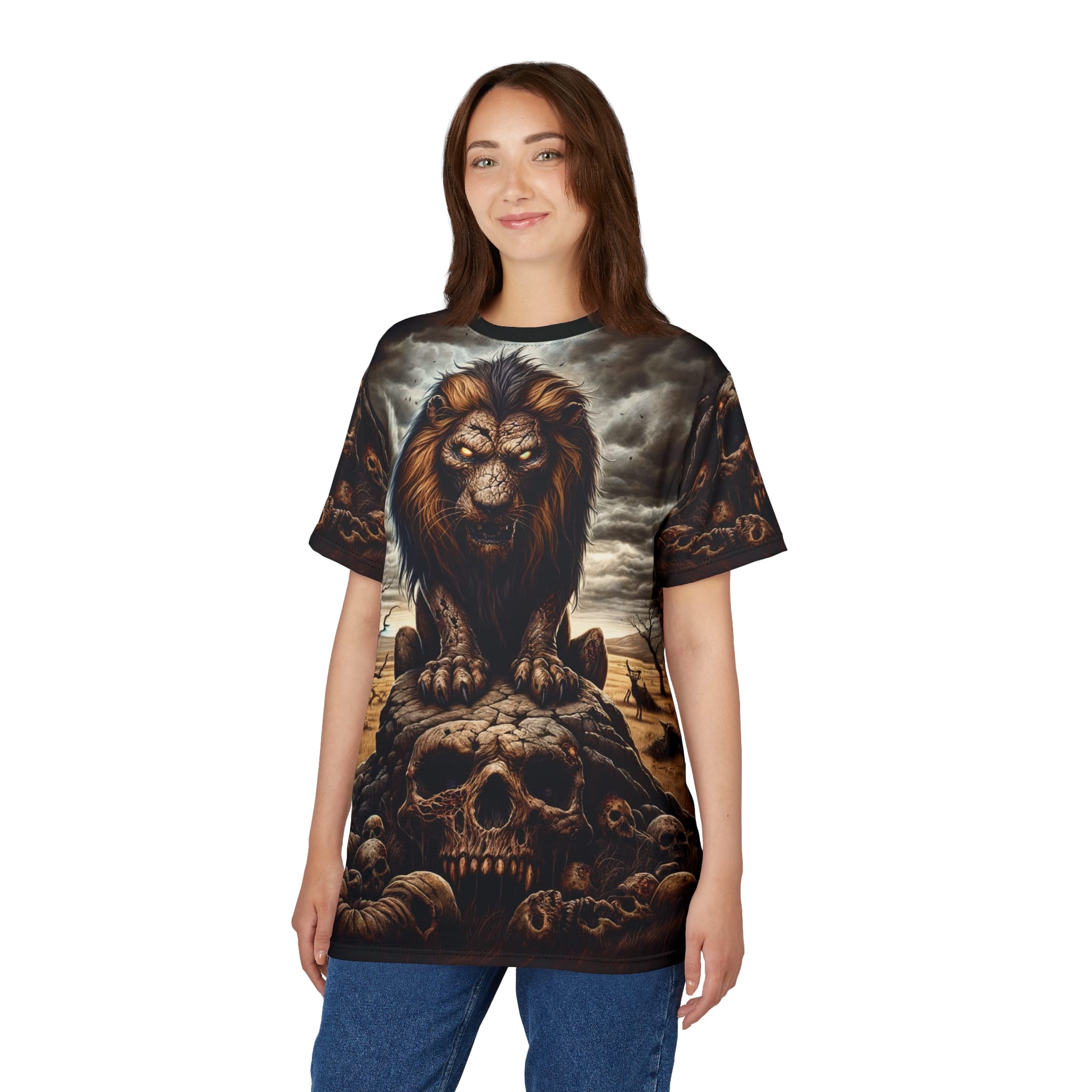 Undead Lion WD-D015 By Wyldesigns Unisex Cut & Sew Tee (AOP) - Image 11