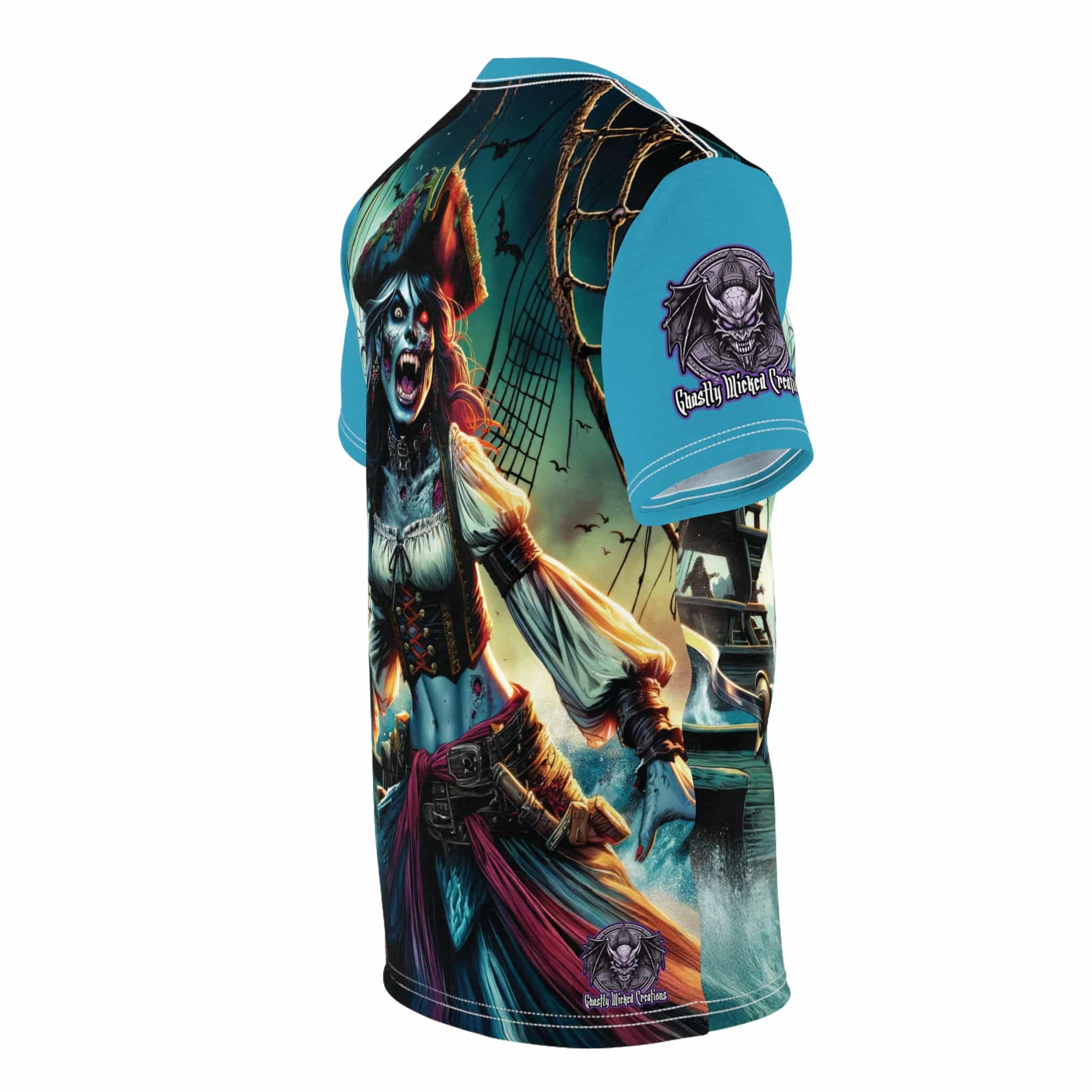 Undead Pirate Lass #ML-D-UP002 Unisex Cut & Sew Tee (AOP) - Image 8