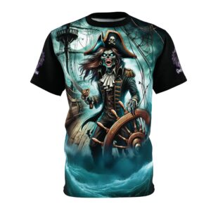 Skeletal Pirate Captain #ML-D-UP005 Unisex Cut & Sew Tee (AOP)