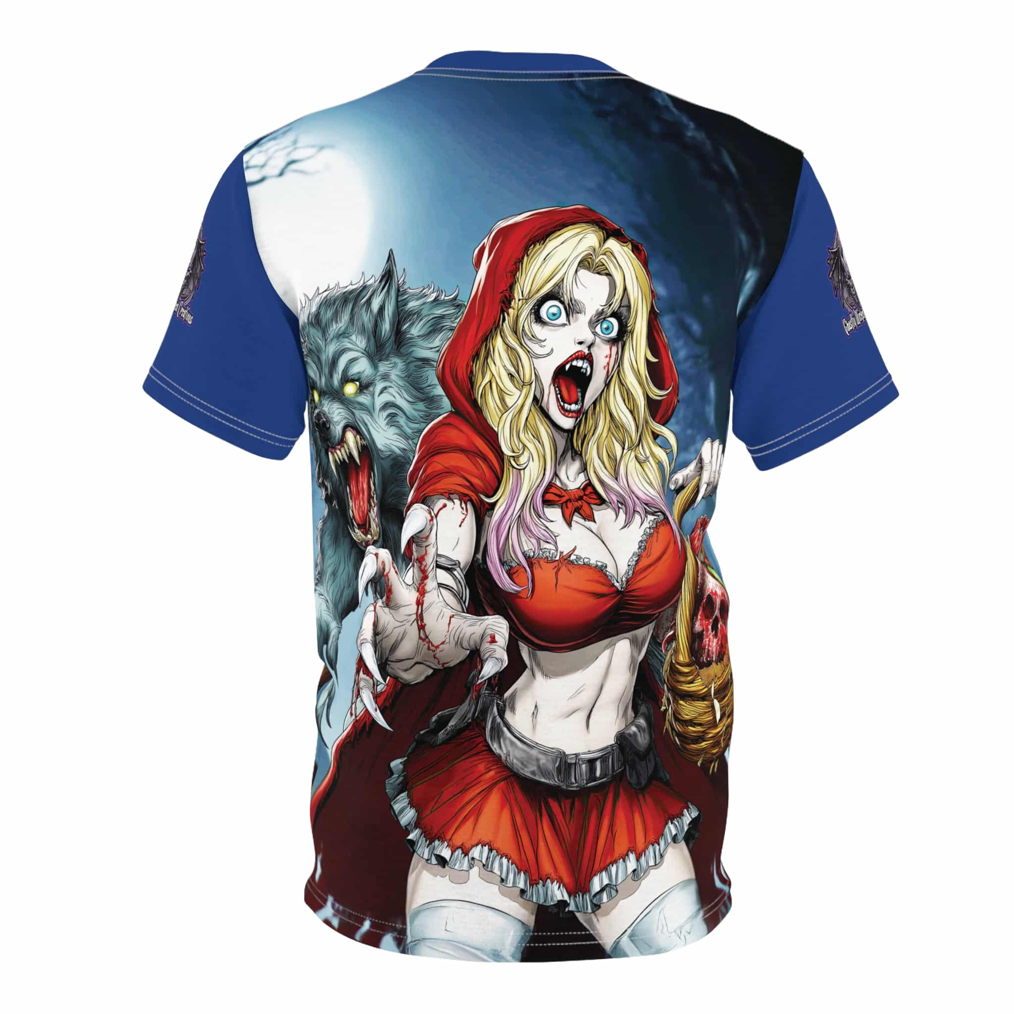 Vampire Red Riding Hood By Ghastly Wicked Tales 2025-01 Unisex Cut & Sew Tee (AOP) Blue - Image 23
