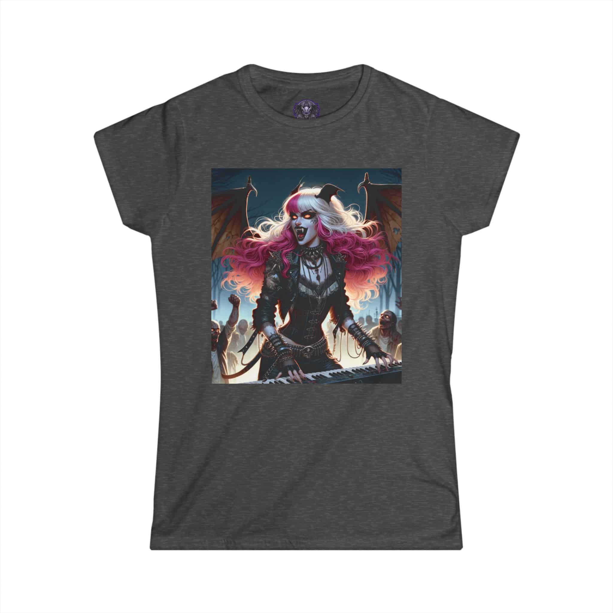 Monster Mosh Undead Angels Bat Keyboardist MM-D-UA-L01 Women's Softstyle Tee - Image 19