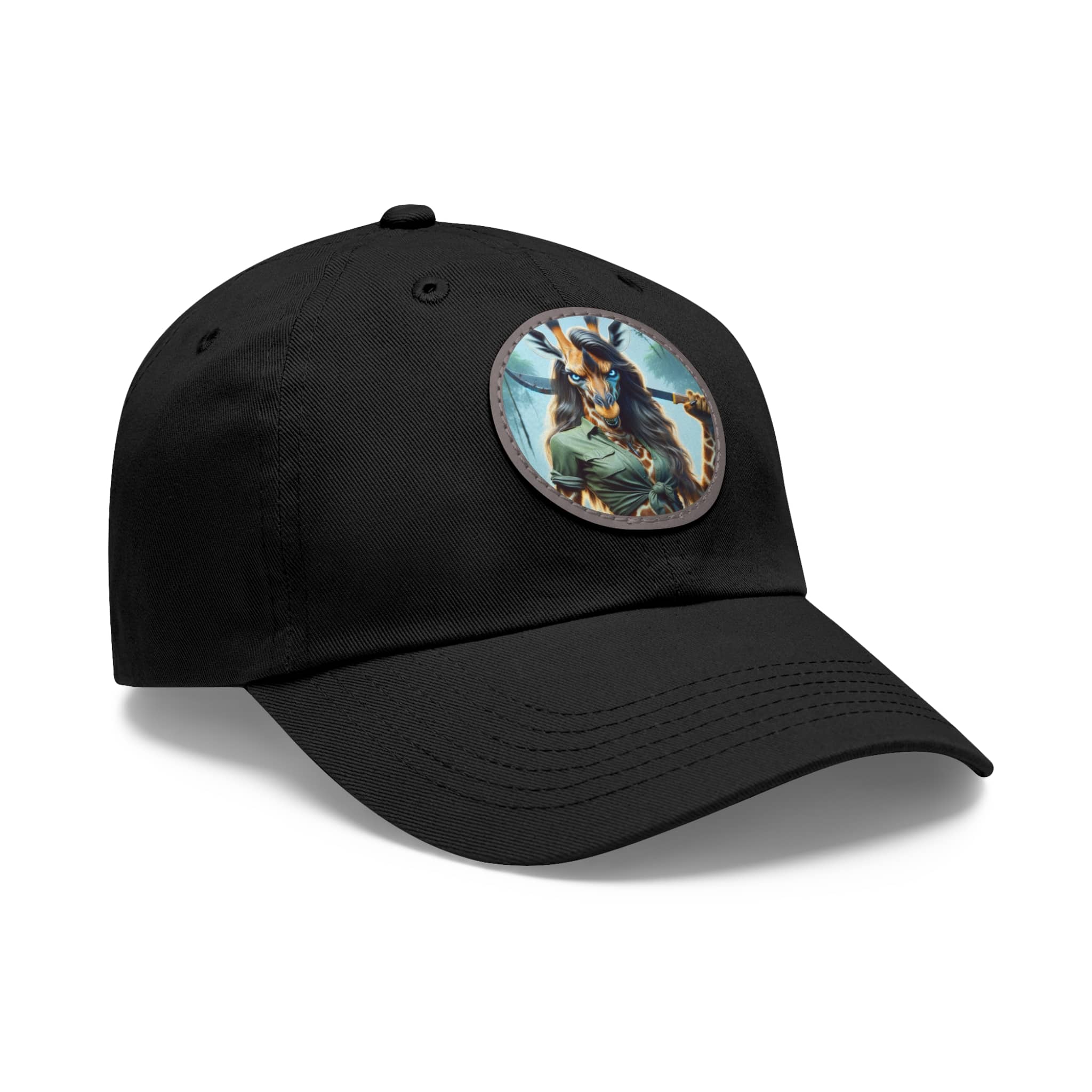 Arm The Animals: Hunter Giraffe Girl #AA-D-Gi001 Artistic Round Leather Patch Dad Hat - Stylish Casual Cap - Image 52