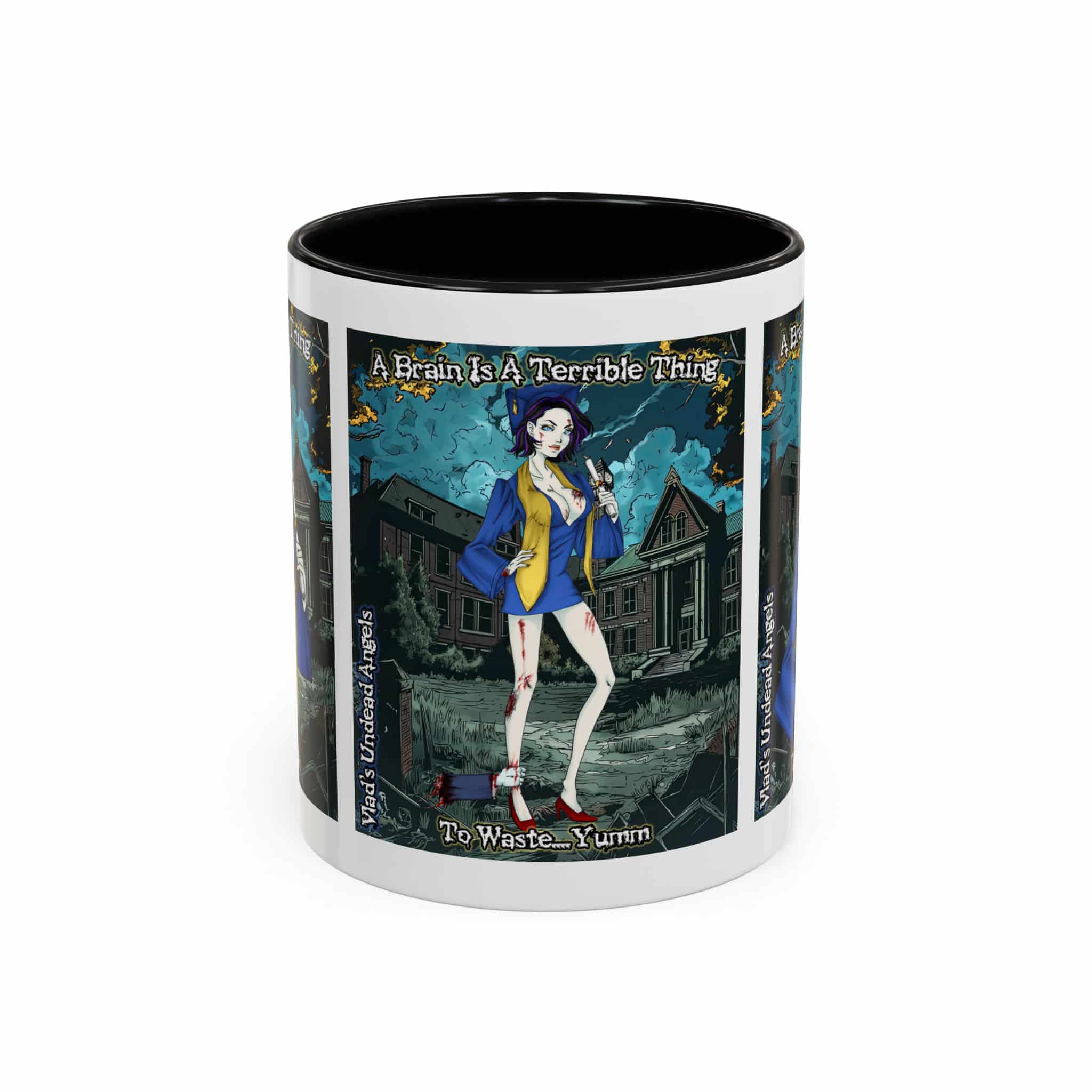 Tiffany Undead Angel Zombie Graduate – Classic Art V2 w/Text Accent Coffee Mug (11, 15oz) - Image 13