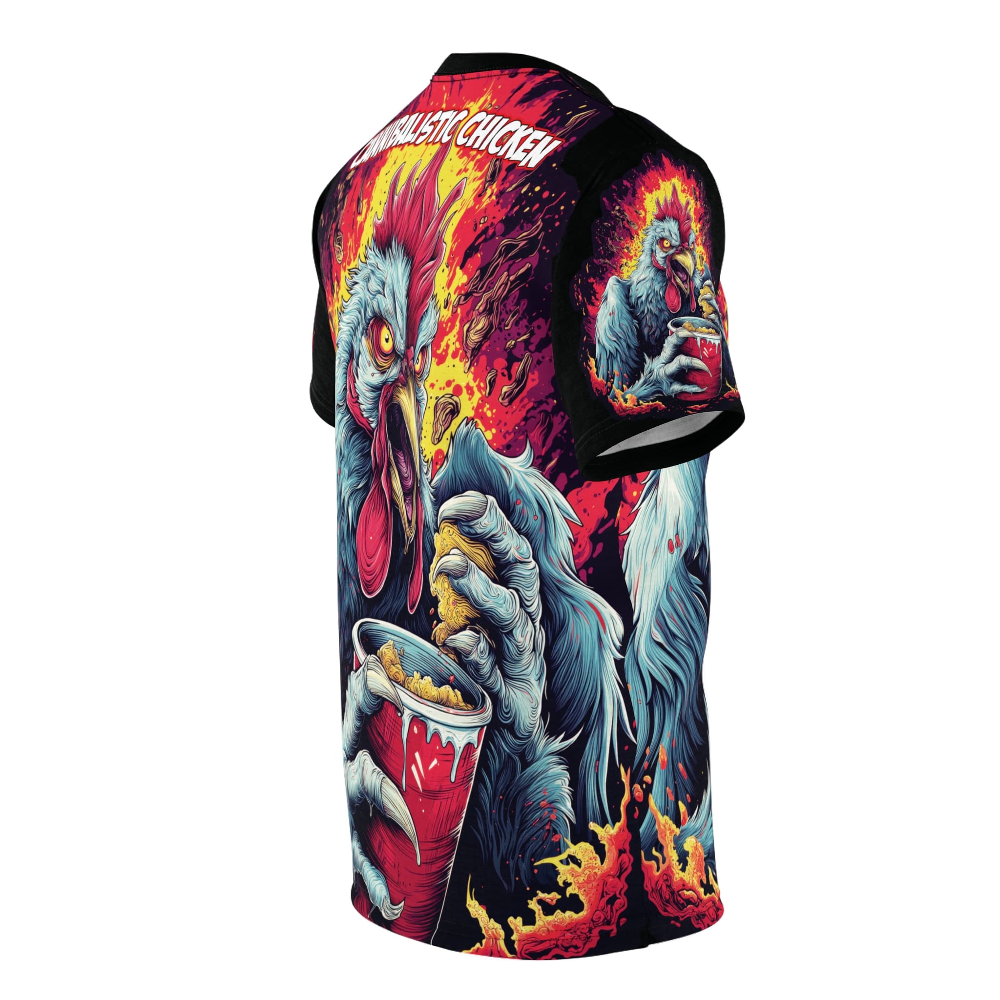 Cannibalistic Chicken Band Unisex Tee (AOP) - Image 4