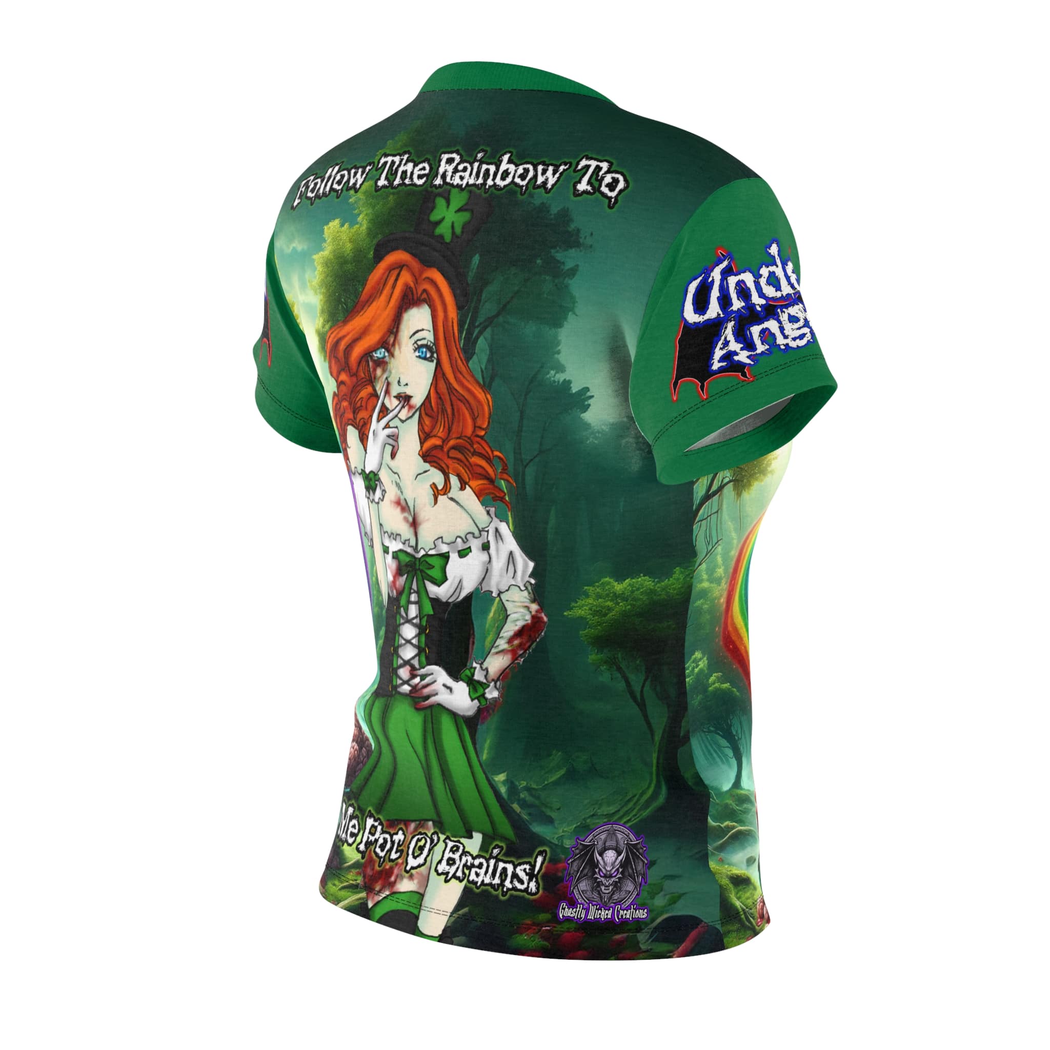 Fiona Undead Angel Leprechaun Queen - Classic Art w/ Text Women's Cut & Sew Tee (AOP) - Image 6