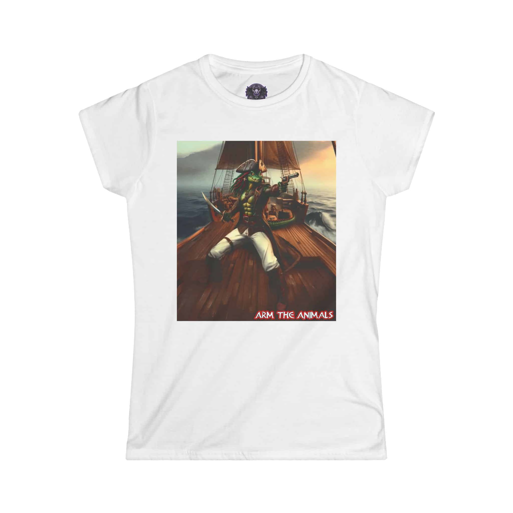 Arm The Animals: Pirate Gator #AA-D-PG002a Women's Softstyle Tee - Image 4