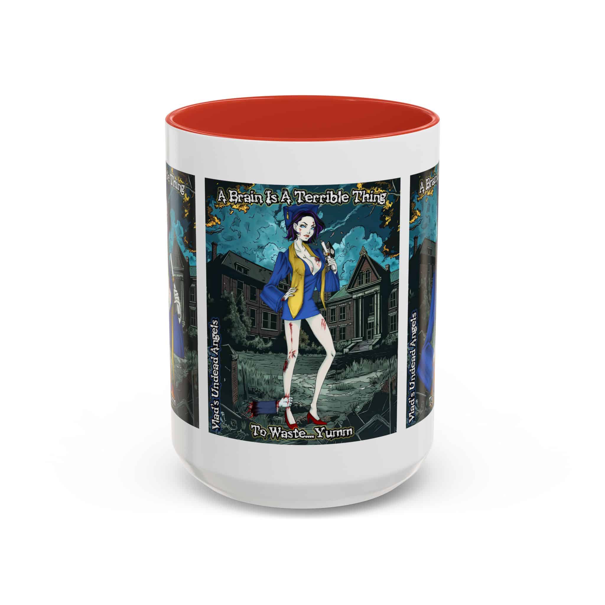 Tiffany Undead Angel Zombie Graduate – Classic Art V2 w/Text Accent Coffee Mug (11, 15oz) - Image 33