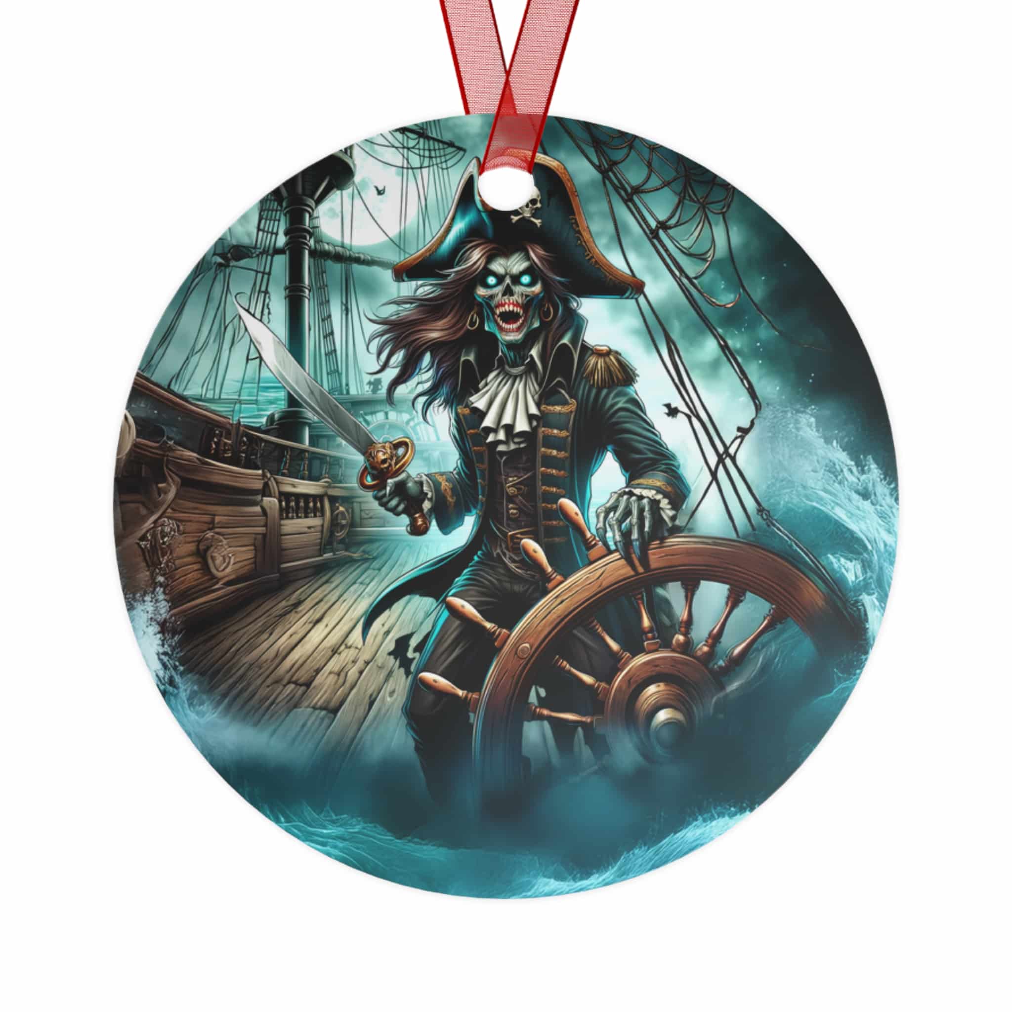 Skeletal Pirate Captain #ML-D-UP005 Metal Ornaments - Image 2