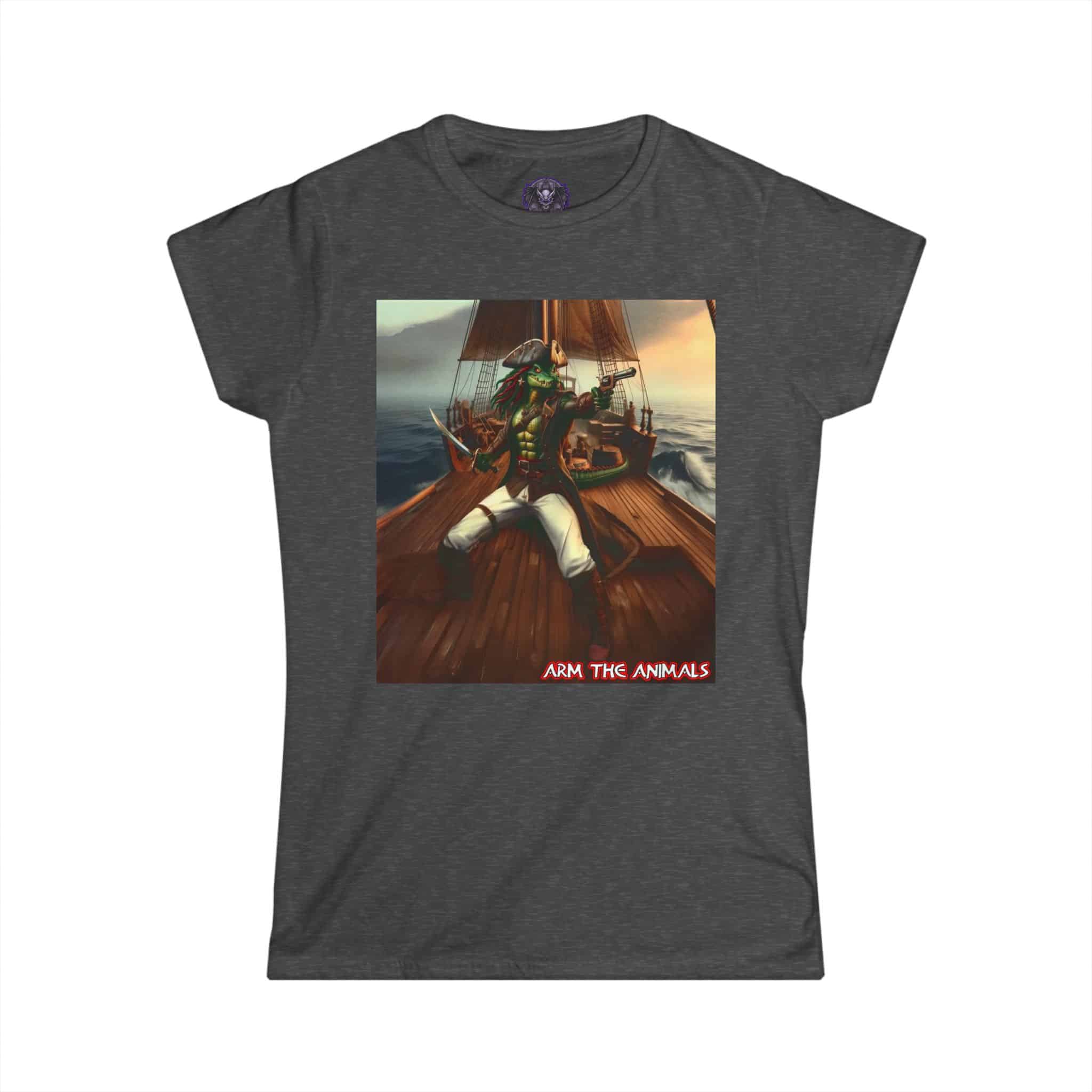 Arm The Animals: Pirate Gator #AA-D-PG002a Women's Softstyle Tee - Image 19