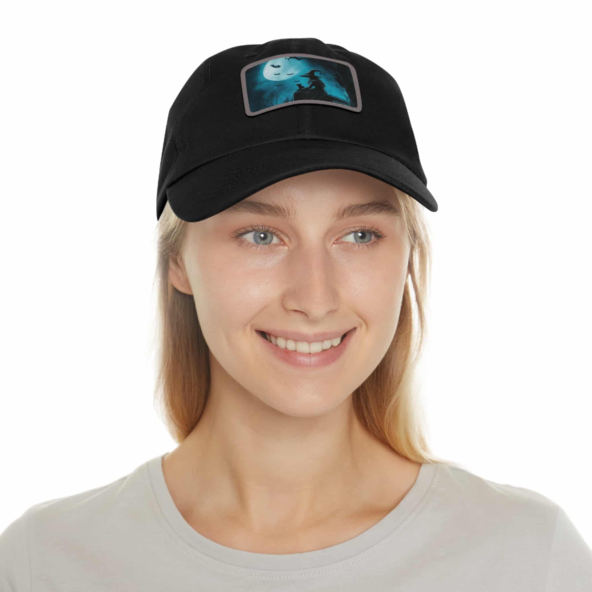 Witch With Black Cat By Moonlight #MJ-W003 Logo Leather Patch Dad Hat - Casual Style for Music Lovers - Image 19