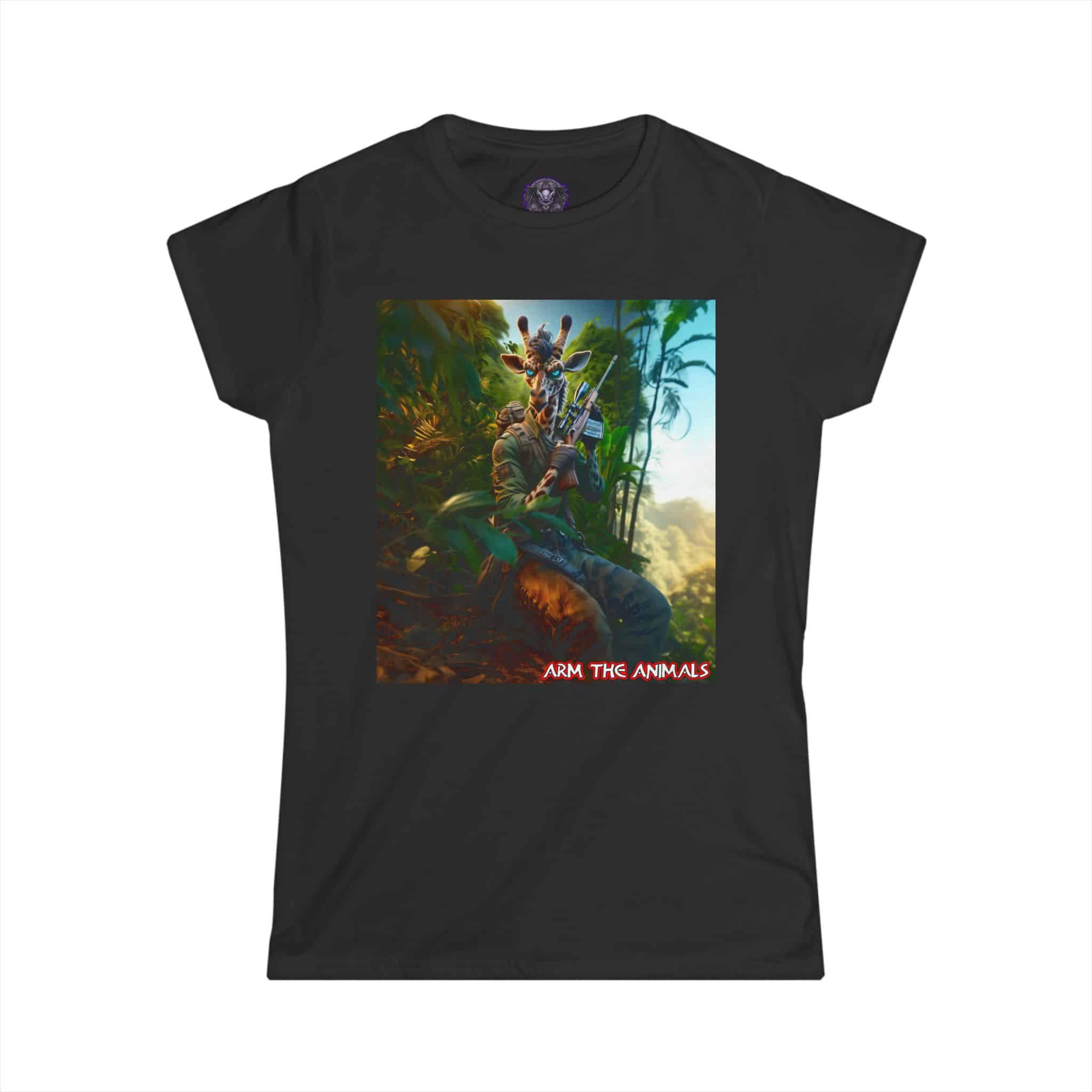Arm The Animals: Hunter Giraffe #AA-D-Gi002 Women's Softstyle Tee - Image 7
