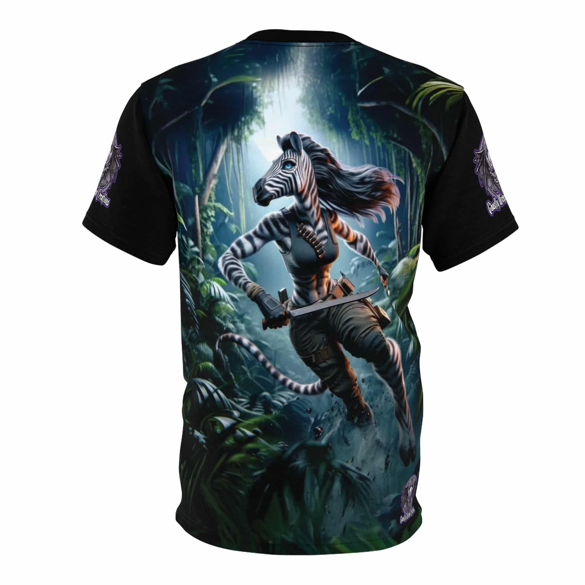 Arm The Animals: Zebra Girl #AA-D-Z001 Unisex Cut & Sew Tee (AOP) - Image 2