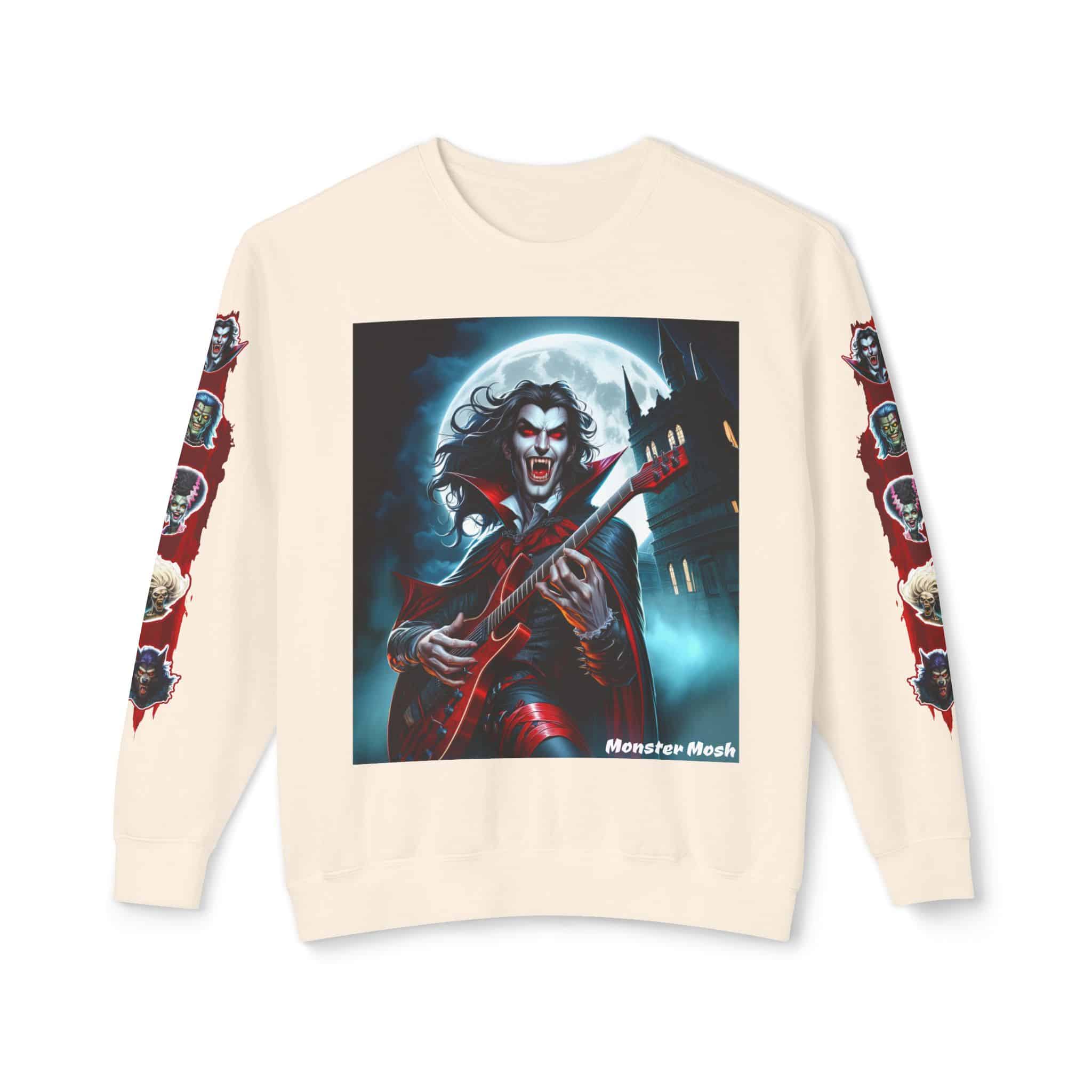 Monster Mosh 2024 Tour Drac on Guitar MM-D001 Deluxe Unisex Lightweight Crewneck Sweatshirt - Image 17
