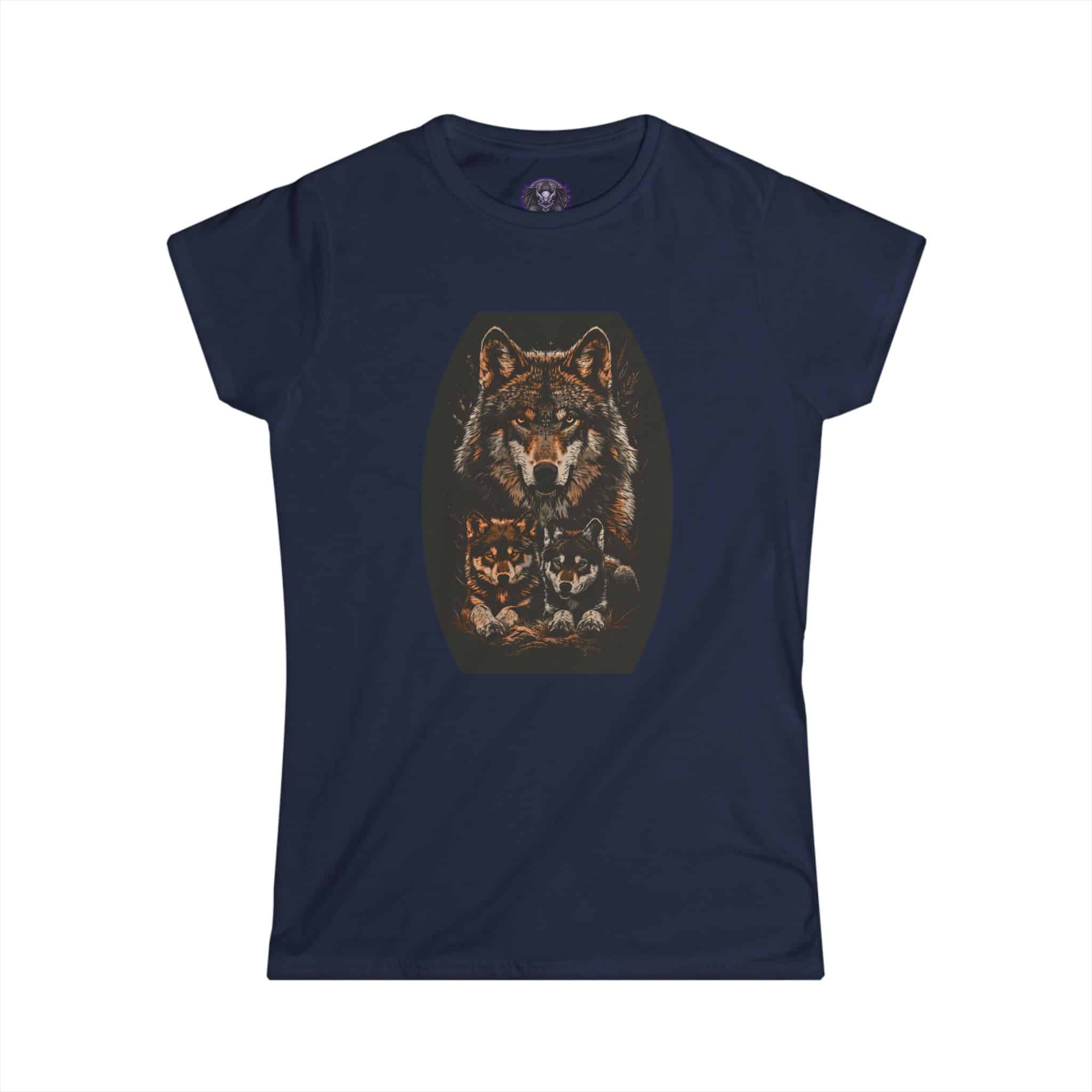 Mama Wolf & Cubs WD-M004 By Wyldesigns Women's Softstyle Tee - Image 31