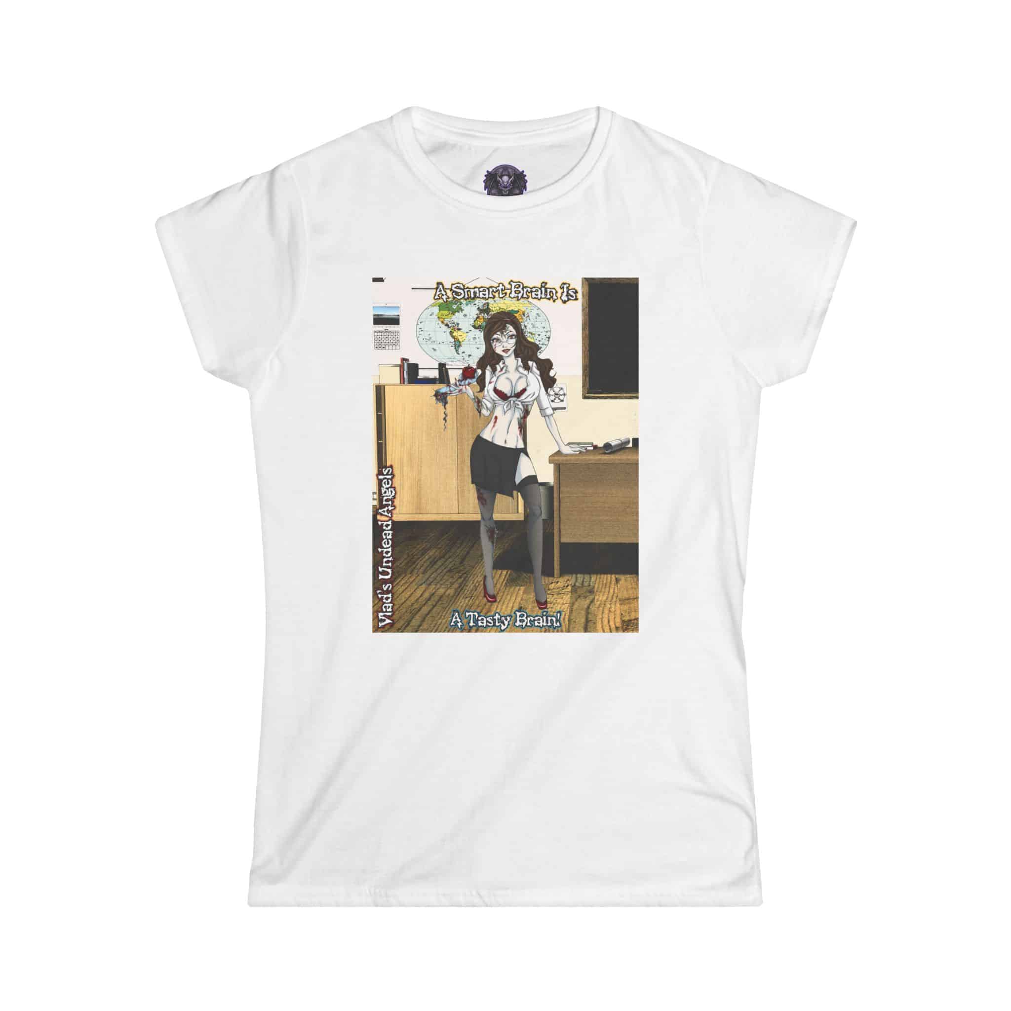 Charlotte Undead Angel Zombie Teacher – Classic Art w/Text Re-Issue Women's Softstyle Tee - Image 16