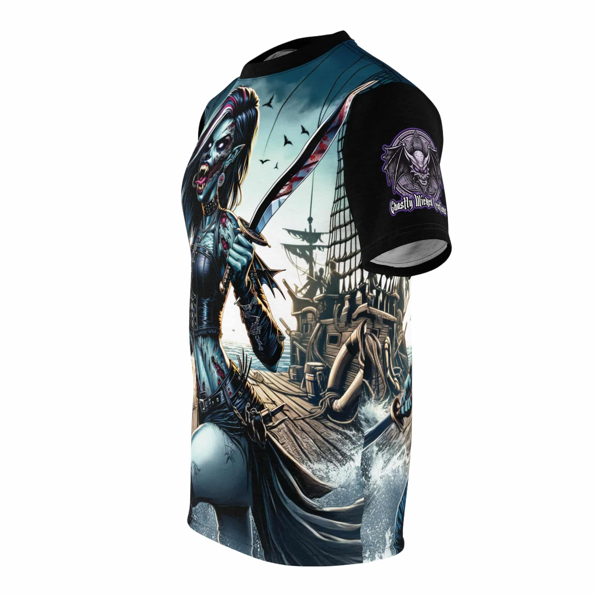 Undead Pirate Lass #ML-D-UP004 Unisex Cut & Sew Tee (AOP) - Image 3
